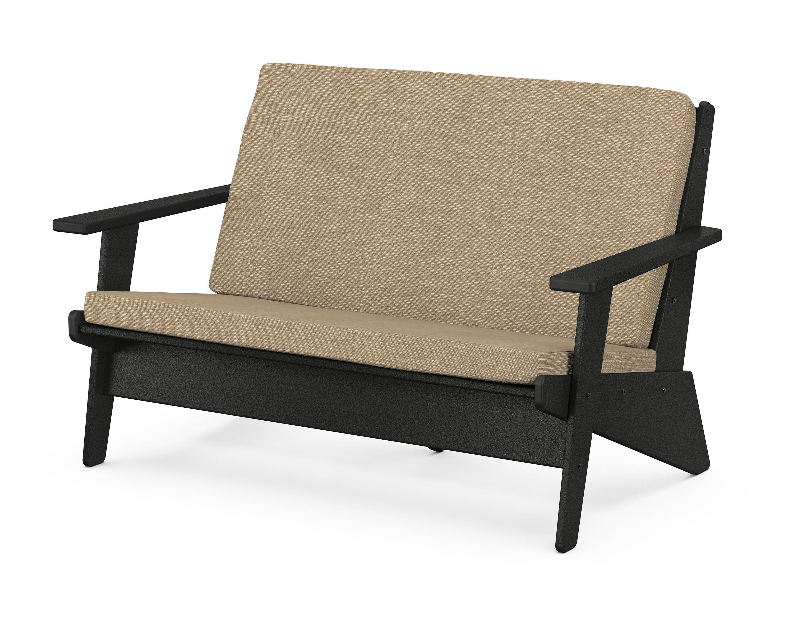 Riviera Modern Lounge Loveseat in Black / Charmer Desert