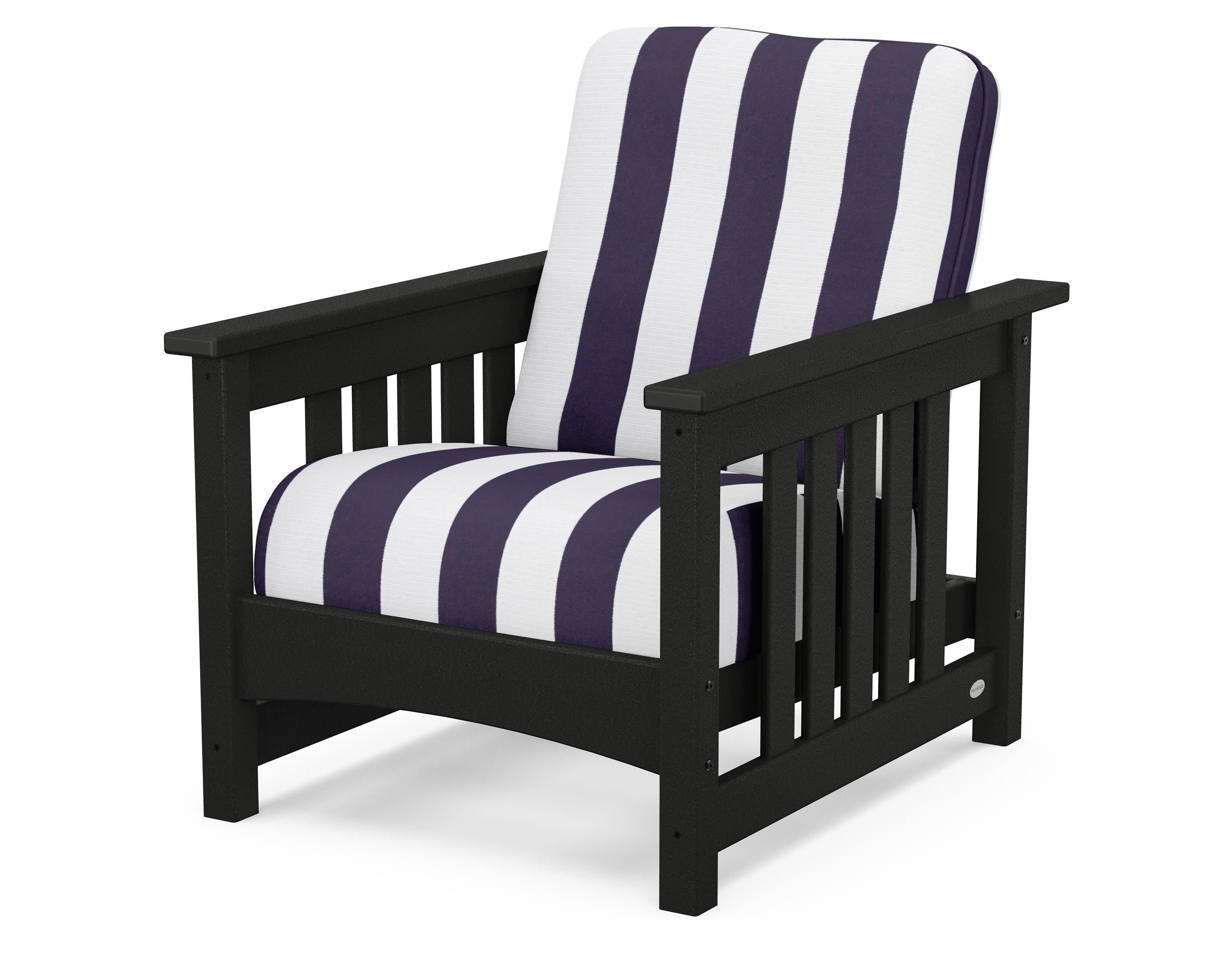 Club Mission Chair in Black / Cabana Stripe Navy