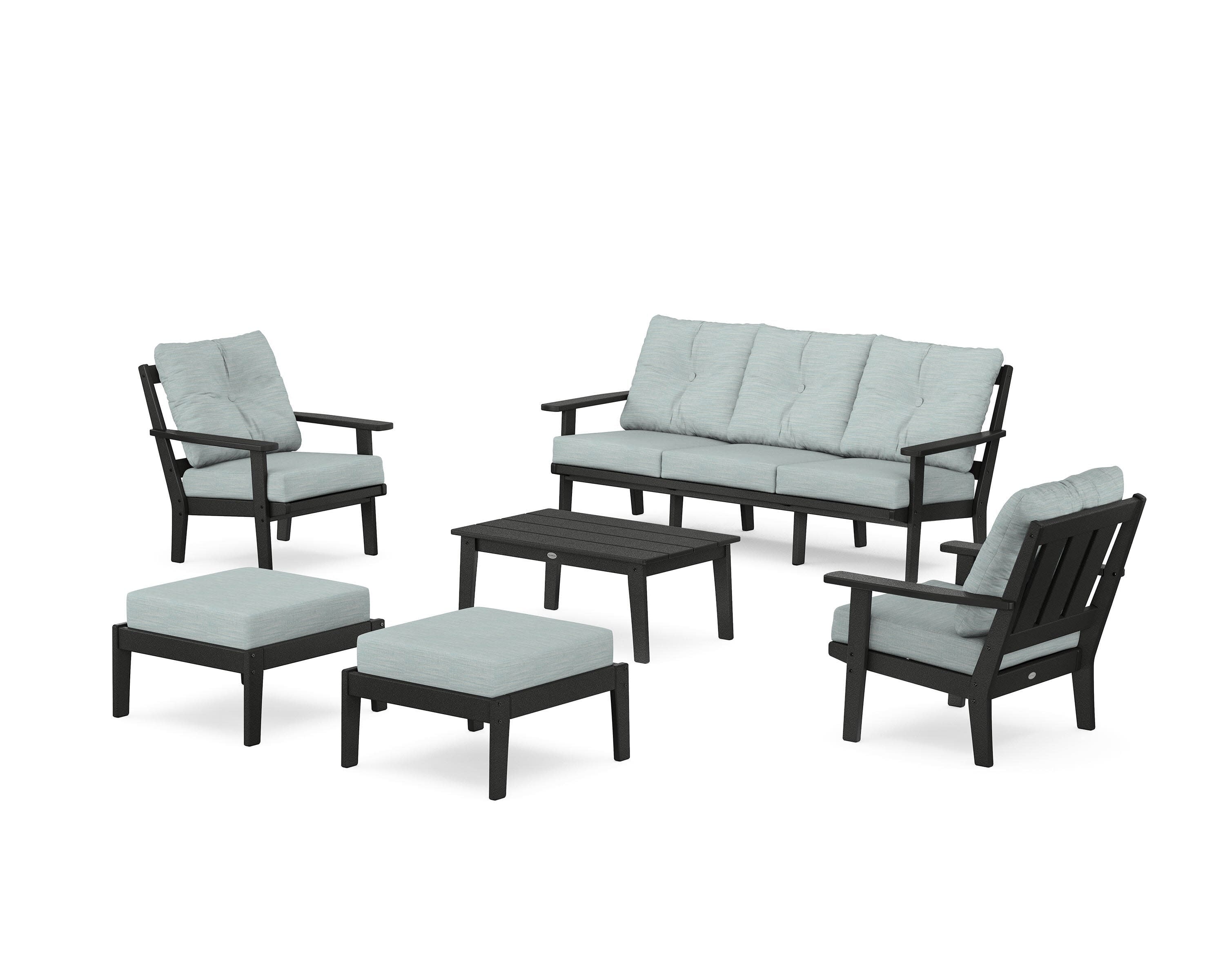 Oxford 6-Piece Lounge Sofa Set in Black / Soothe Mist