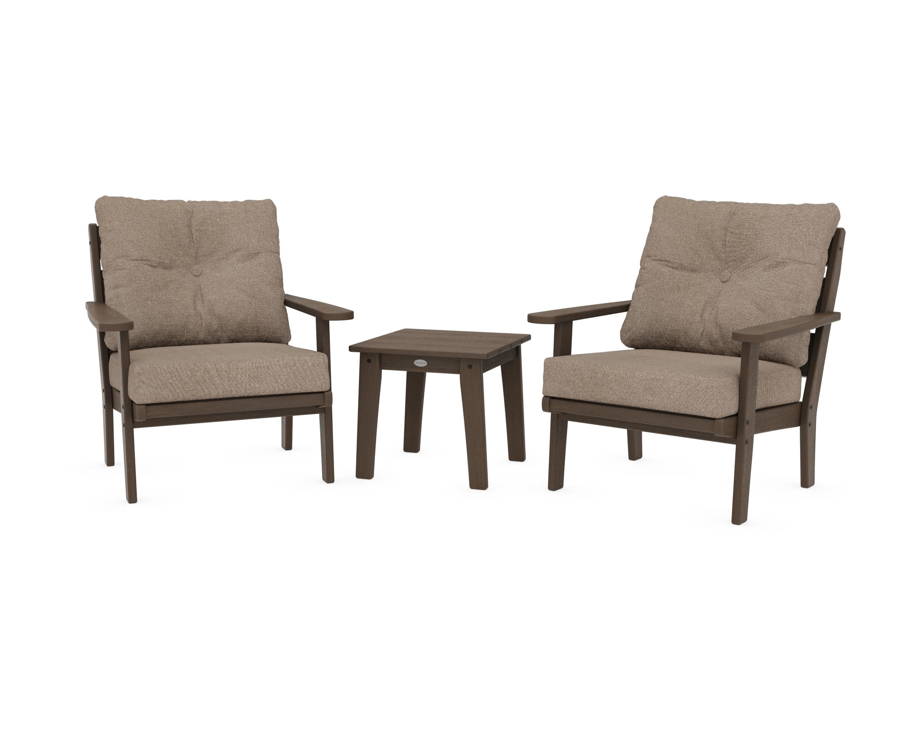 Lakeside 3-Piece Deep Seating Chair Set in Kona / Spiced Burlap