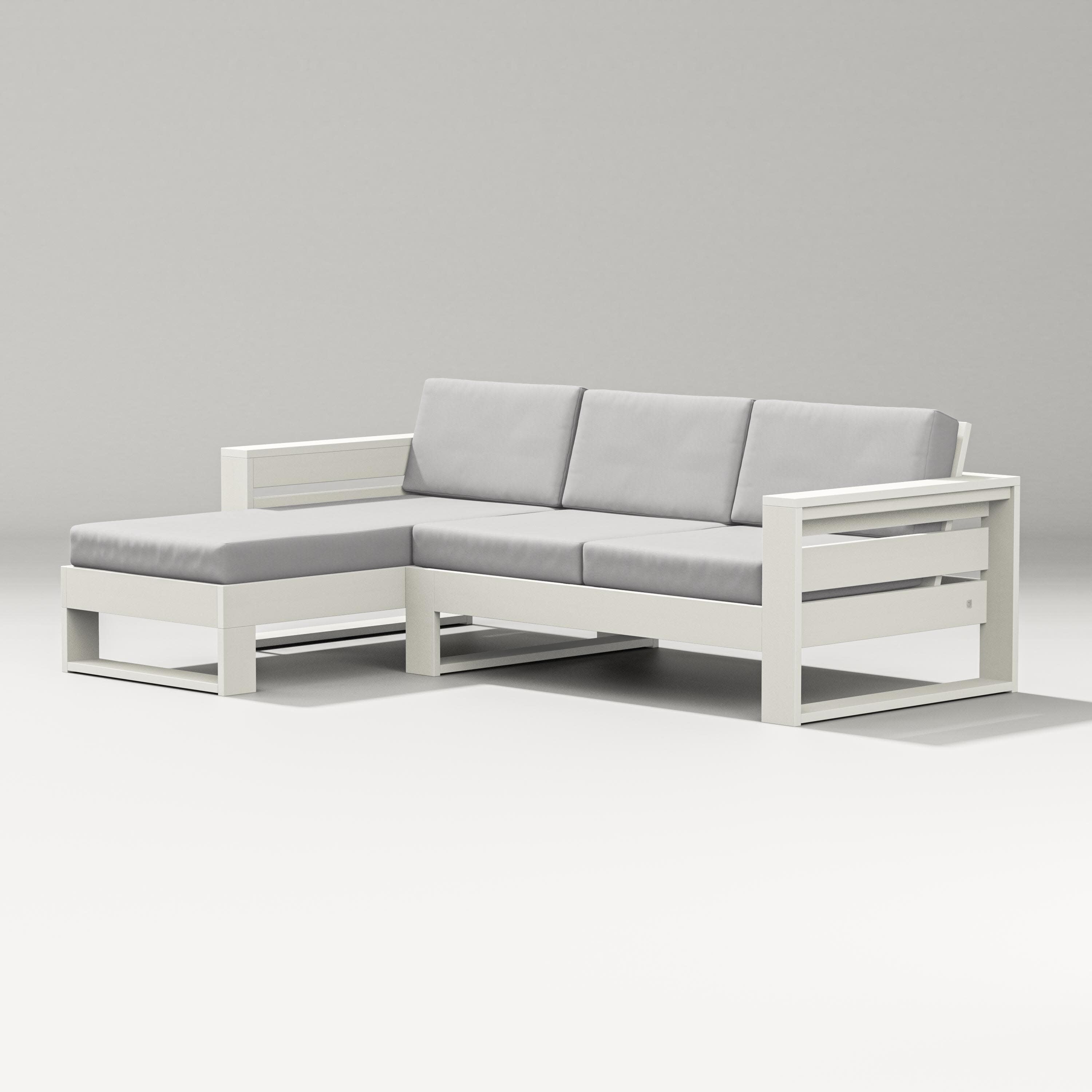 Latitude Left Chaise Sectional in Vintage White / Diamond in the Rough