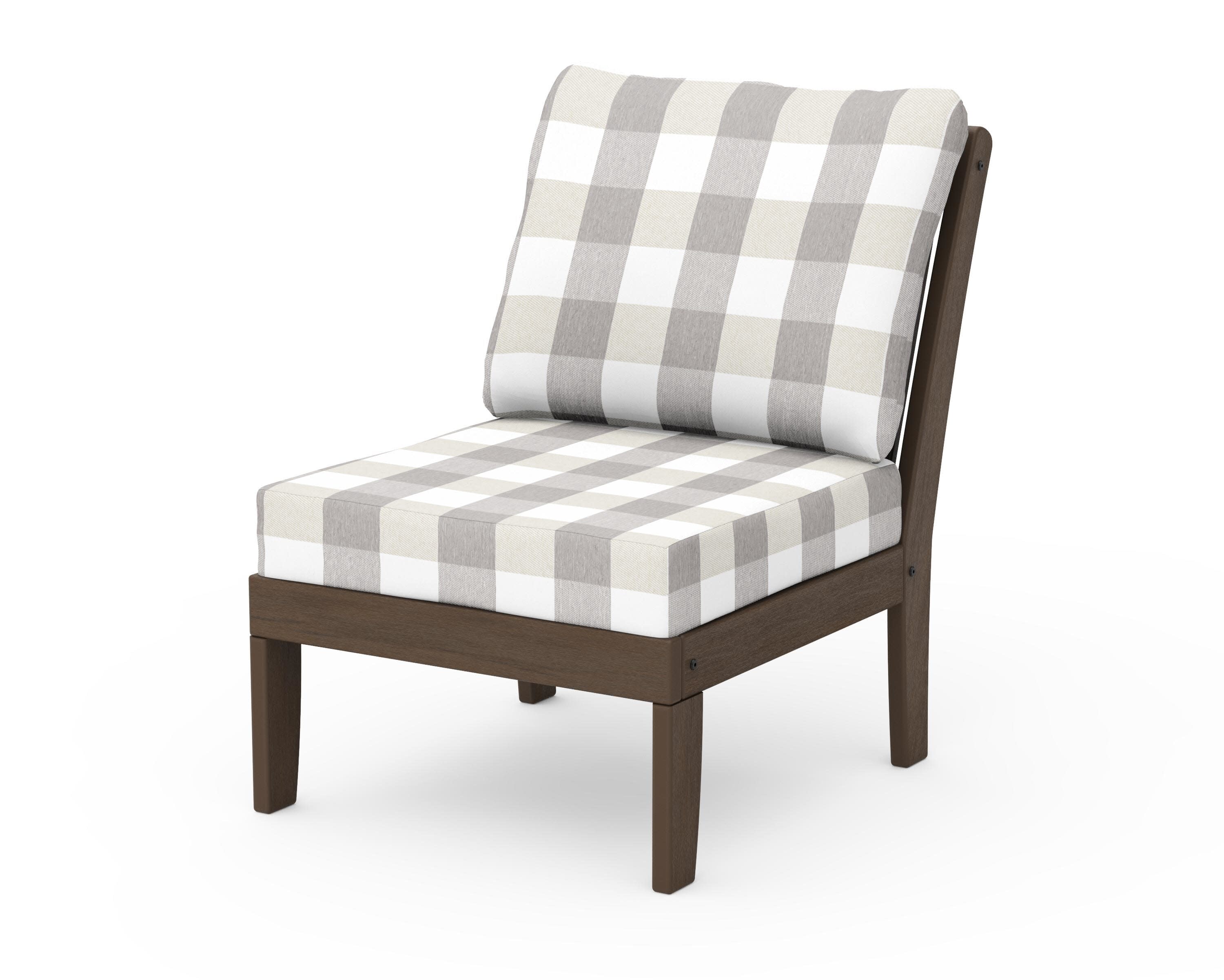 Braxton Modular Armless Chair in Kona / Buffalo Plaid Grey Mist