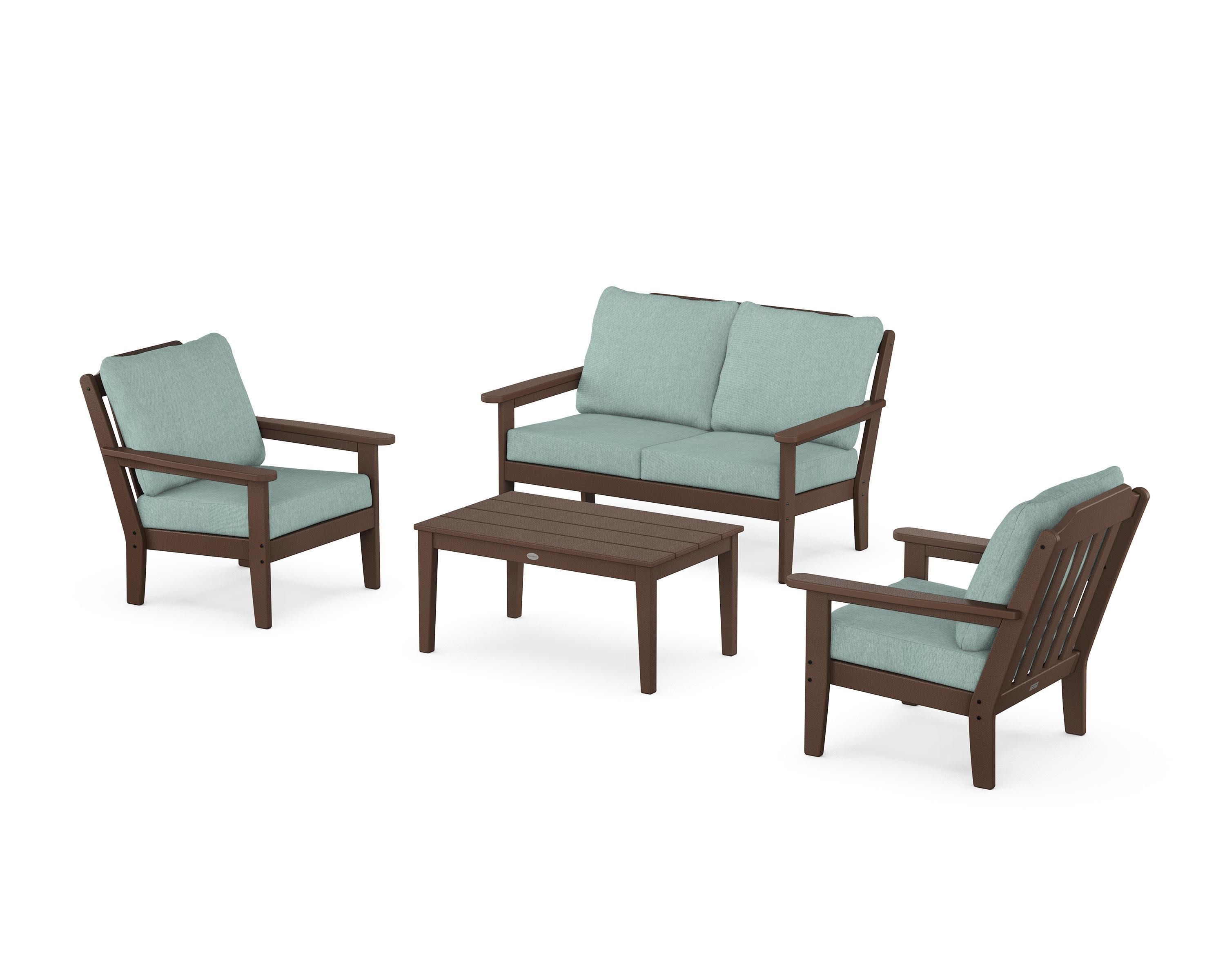 Cottage 4-Piece Deep Seating Set with Loveseat in Mahogany / Glacier Spa