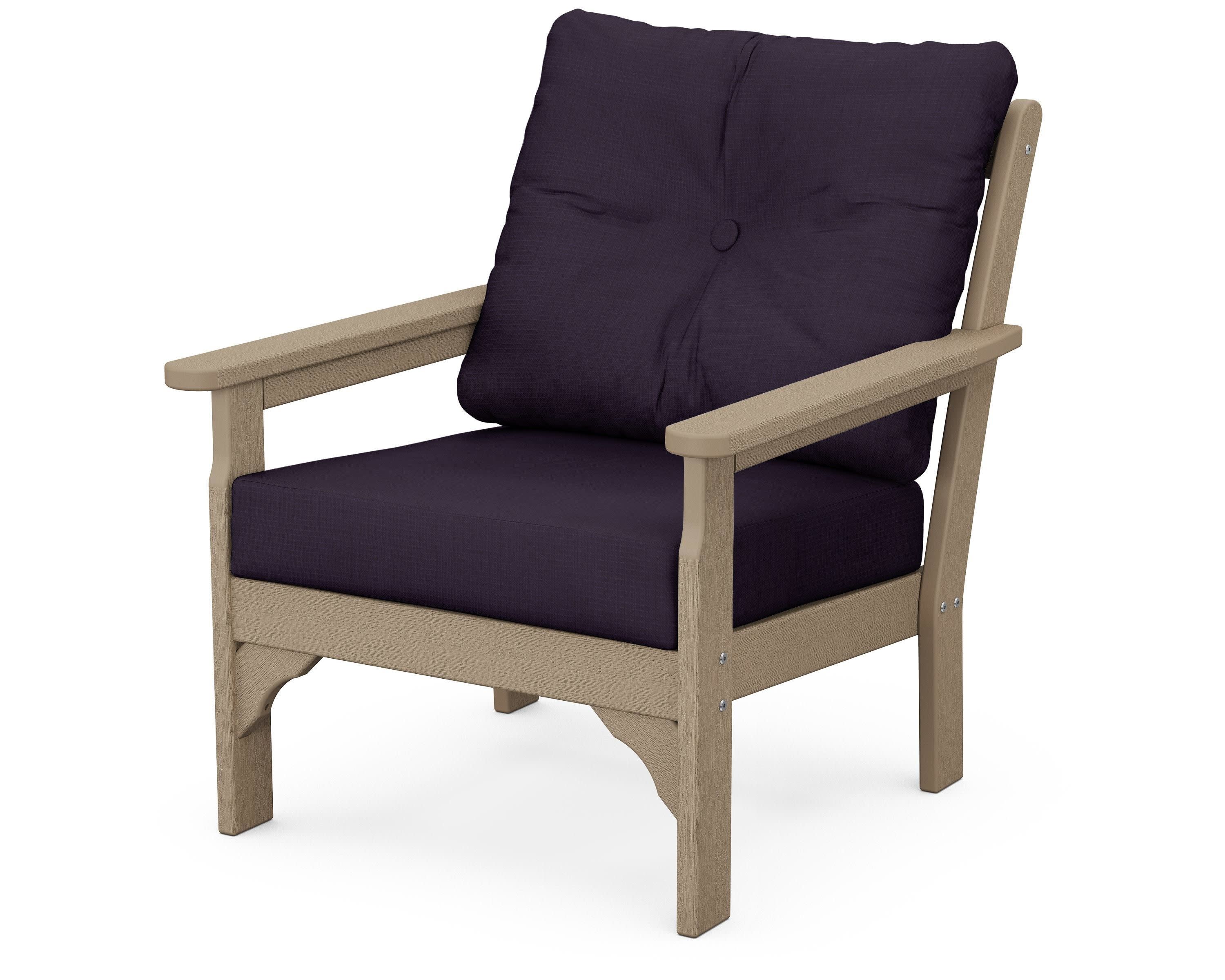 Vineyard Deep Seating Chair in Vintage Sahara / Navy Linen