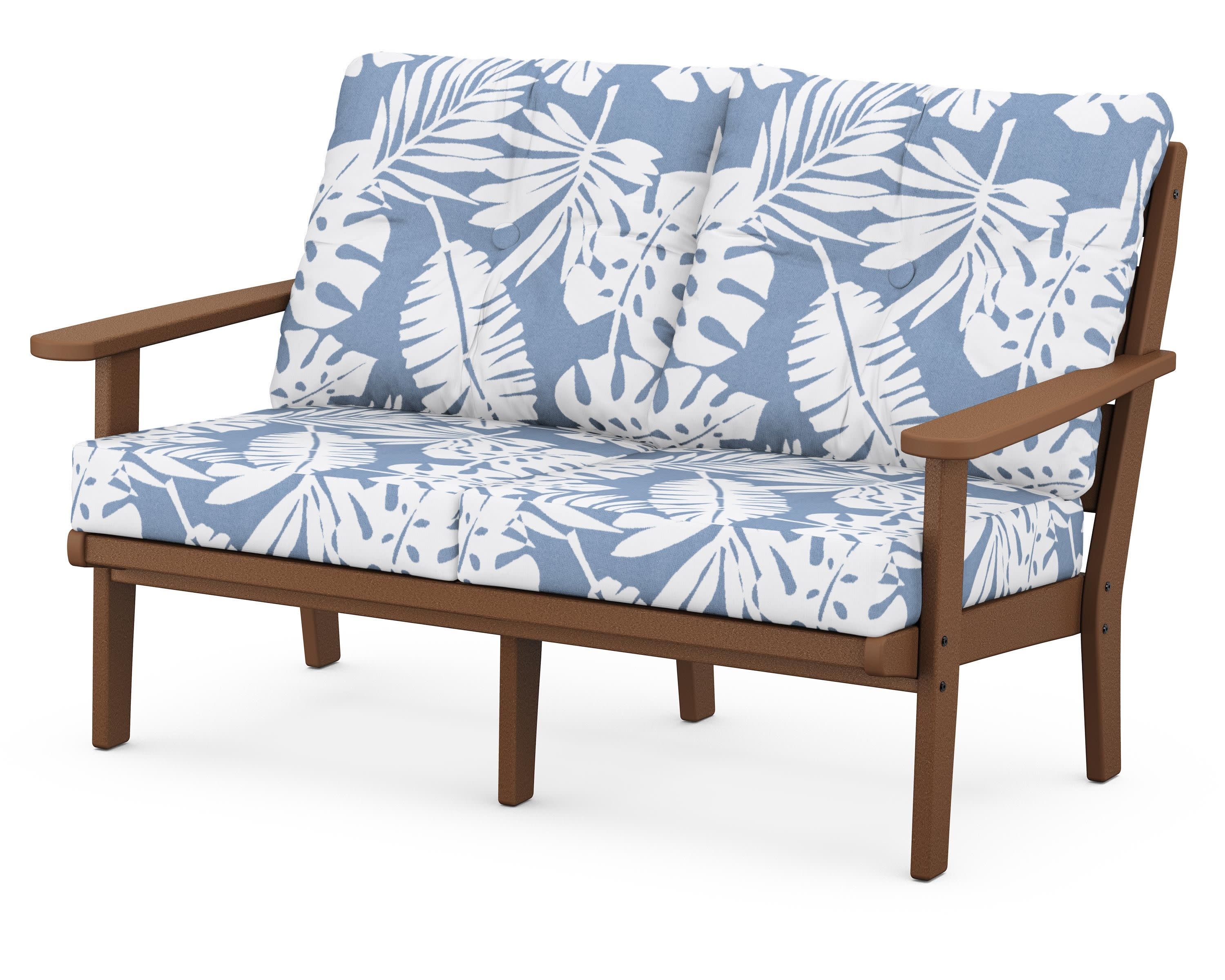 Lakeside Deep Seating Loveseat in Teak / Leaf Sky Blue