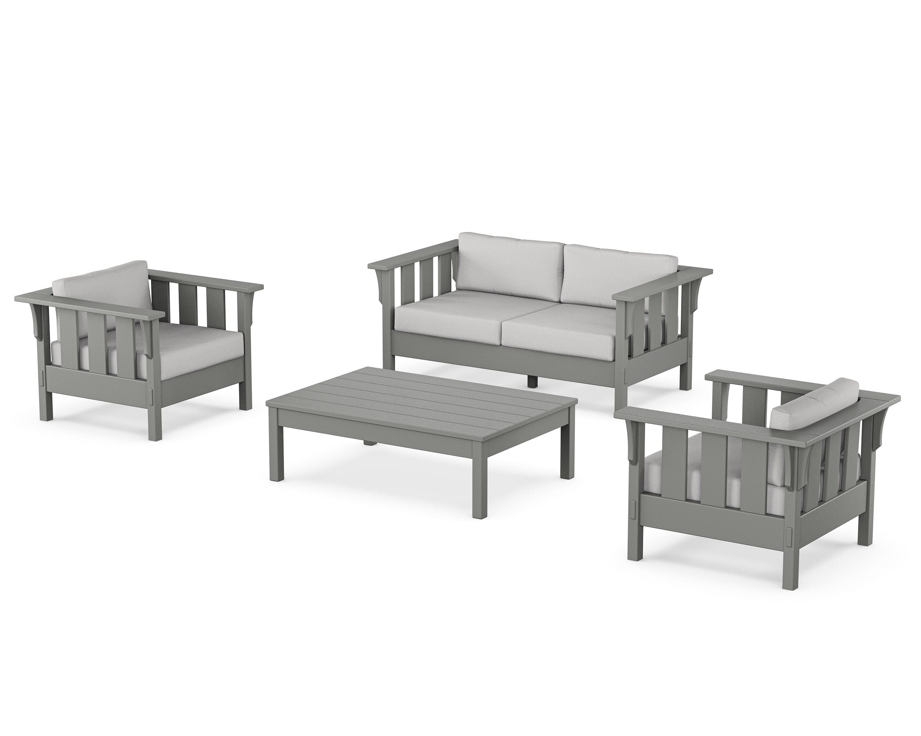 Acadia 4-Piece Deep Seating Set with Loveseat in Slate Grey / Diamond in the Rough