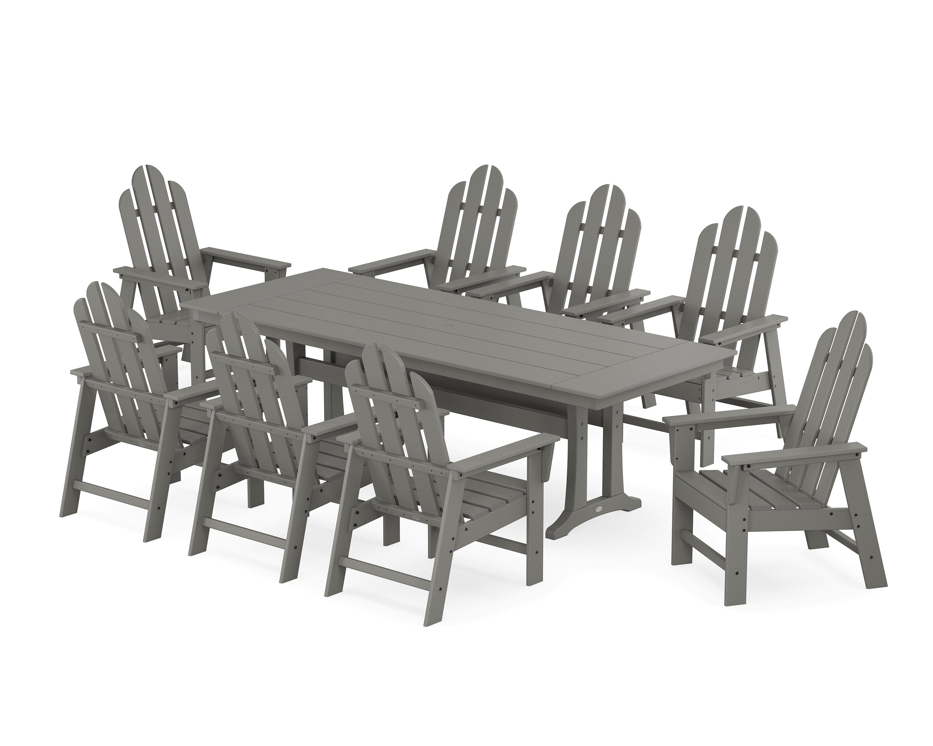 Long Island 9-Piece Farmhouse Dining Set with Trestle Legs in Slate Grey
