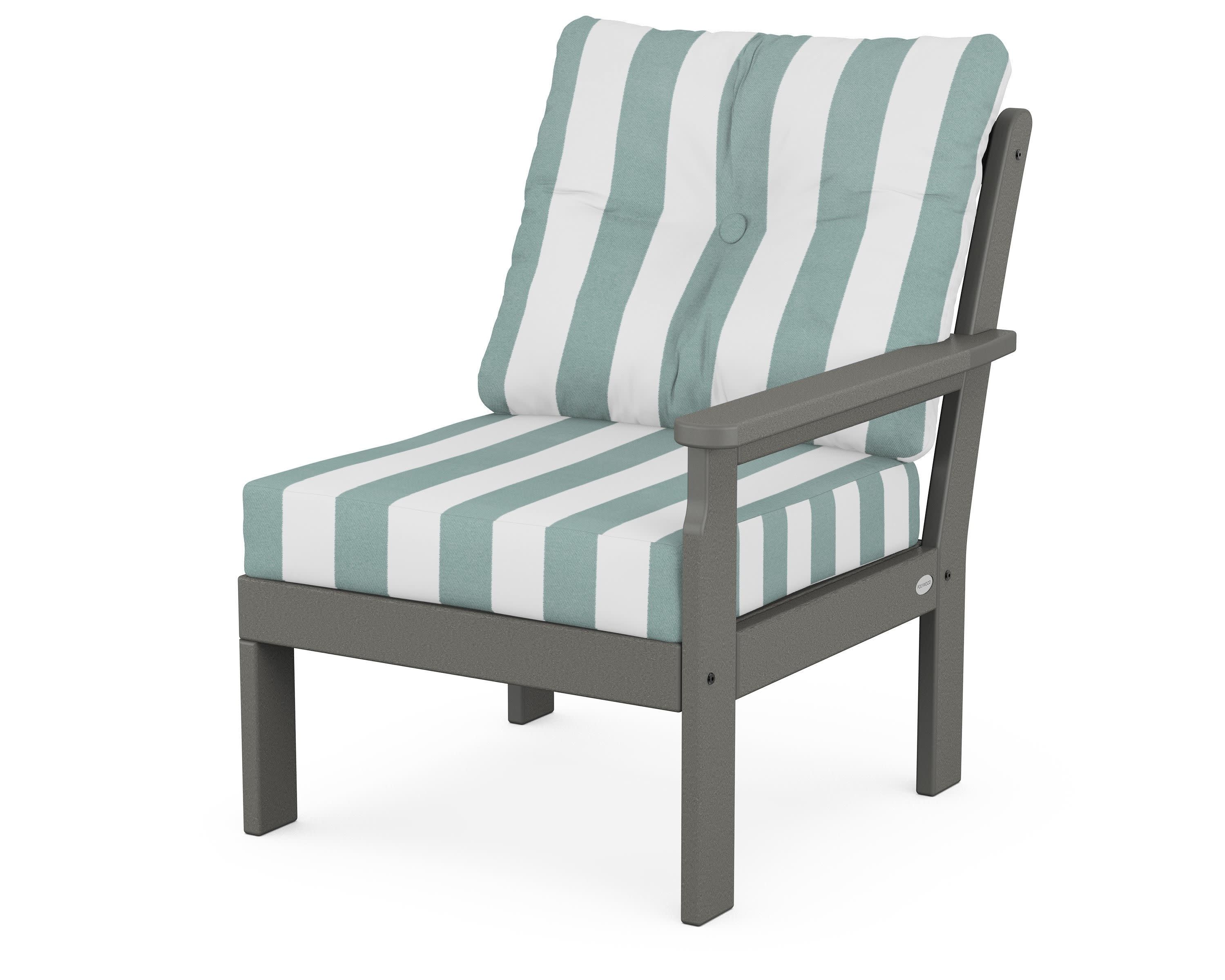 Vineyard Modular Right Arm Chair in Slate Grey / Cabana Stripe Glacier Spa