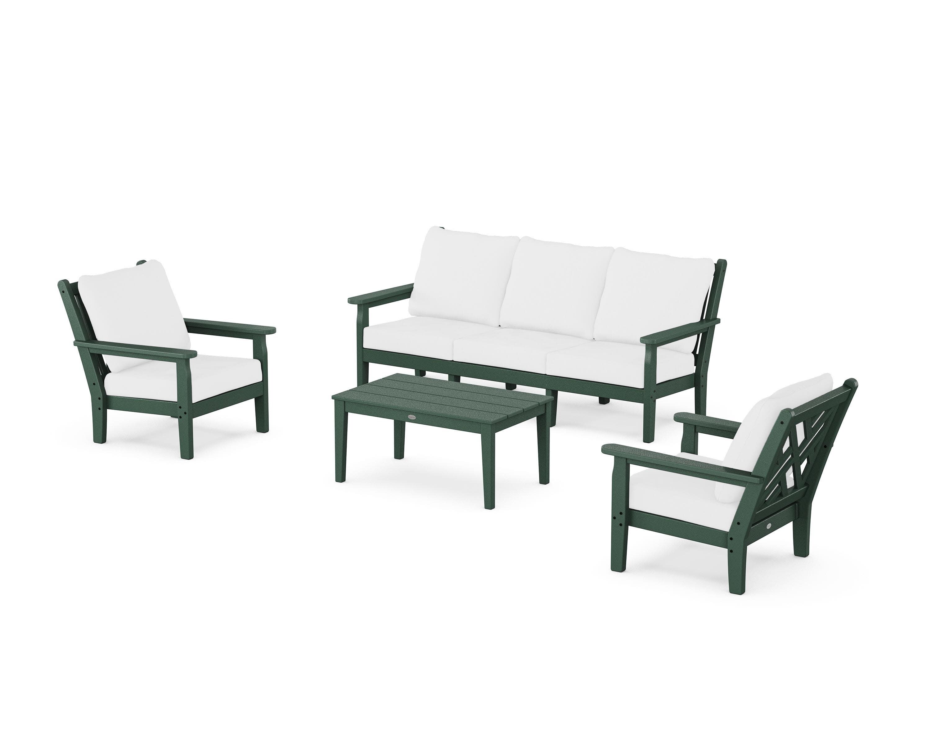 Chippendale 4-Piece Deep Seating Set with Sofa in Green / Natural