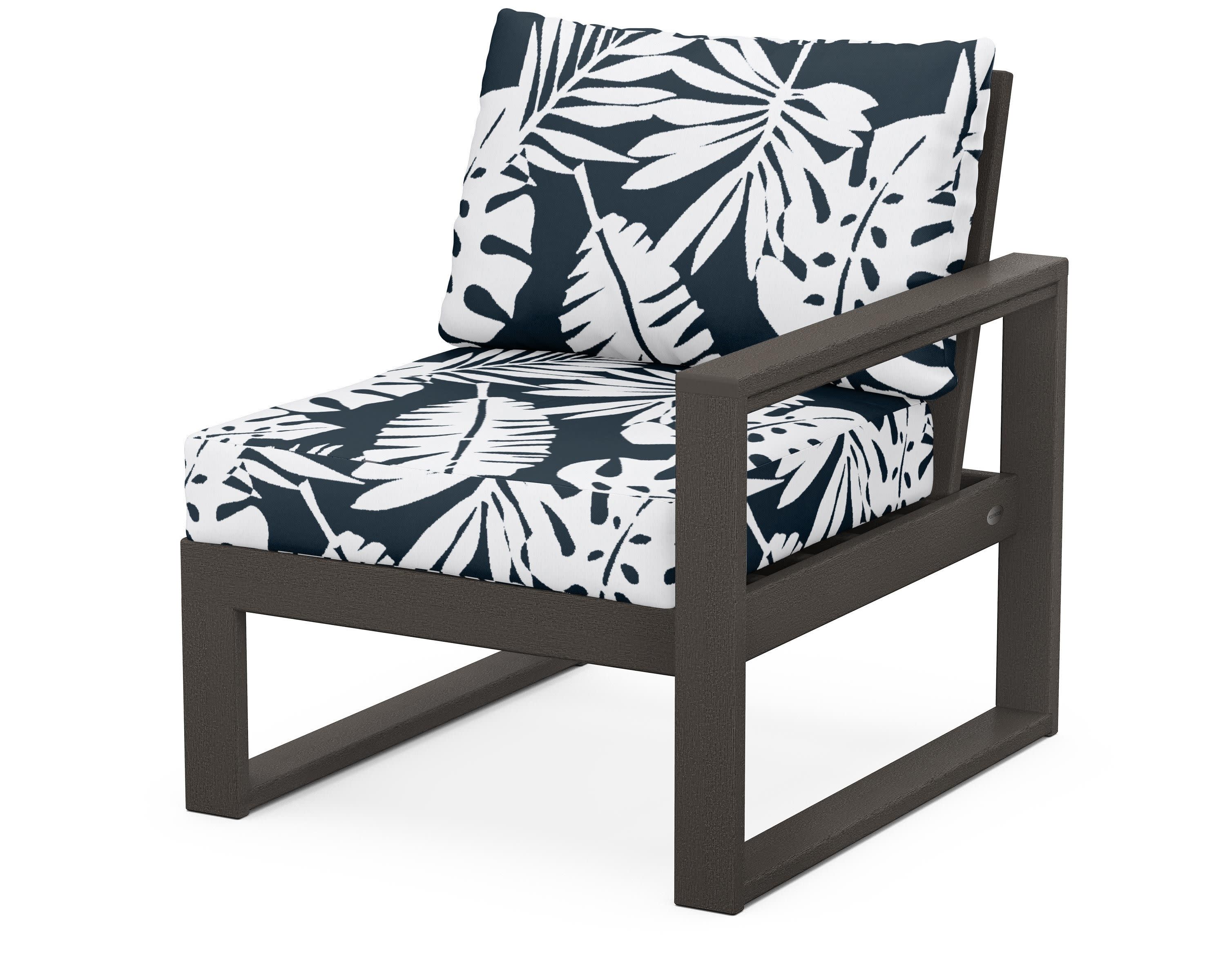 EDGE Modular Right Arm Chair in Vintage Coffee / Leaf Marine Indigo