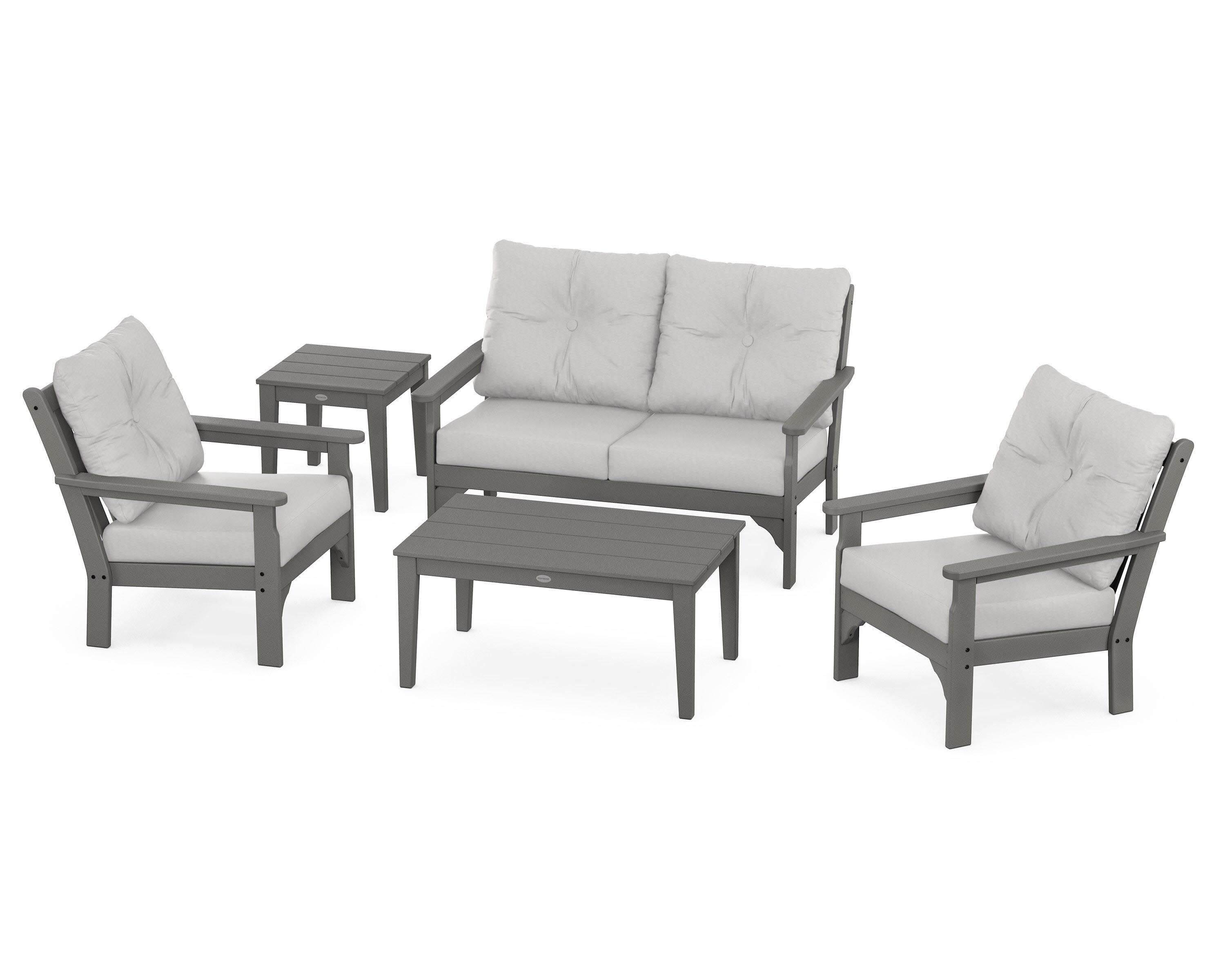 Vineyard 5-Piece Deep Seating Set in Slate Grey / Diamond in the Rough
