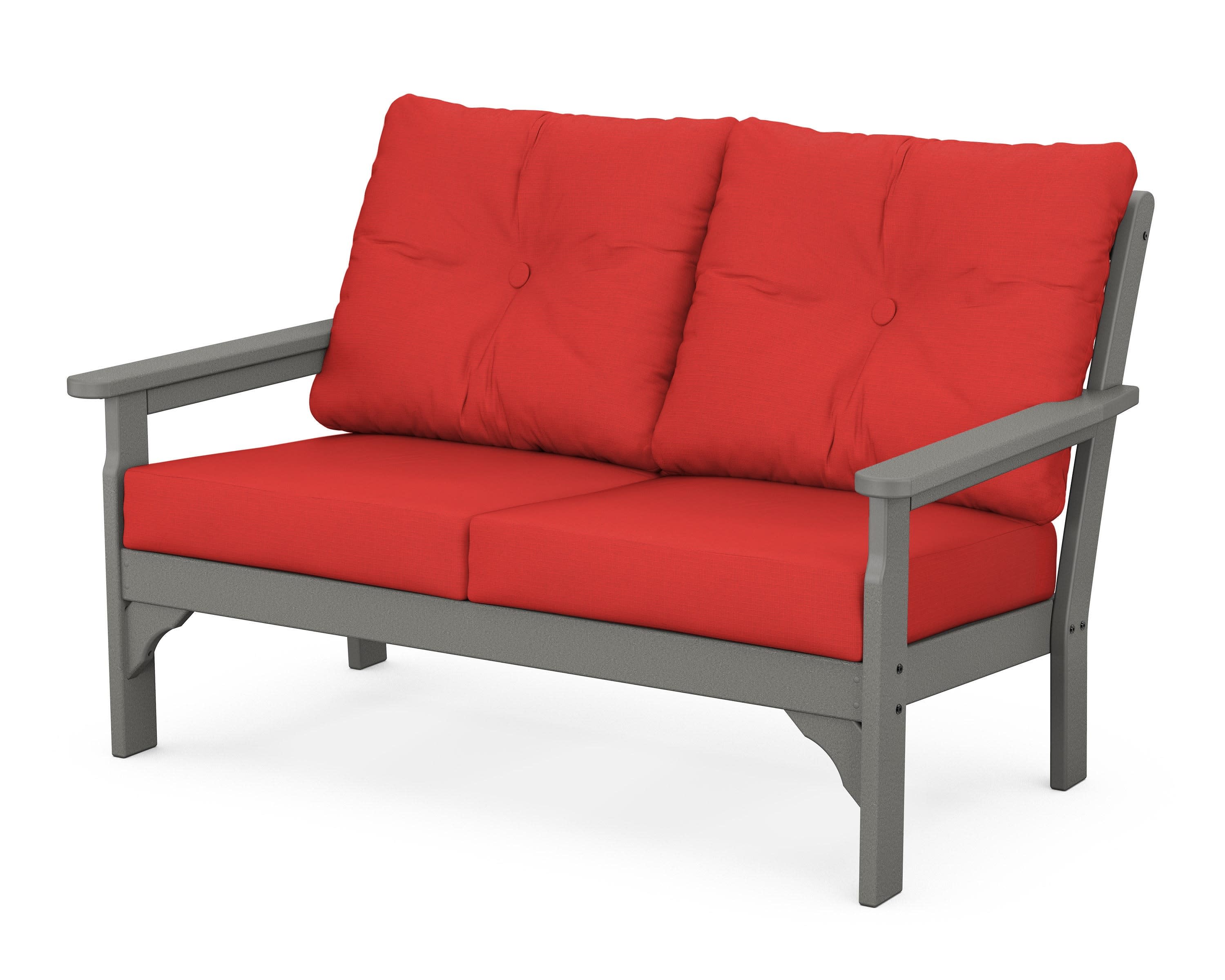 Vineyard Deep Seating Loveseat in Slate Grey / Crimson Linen