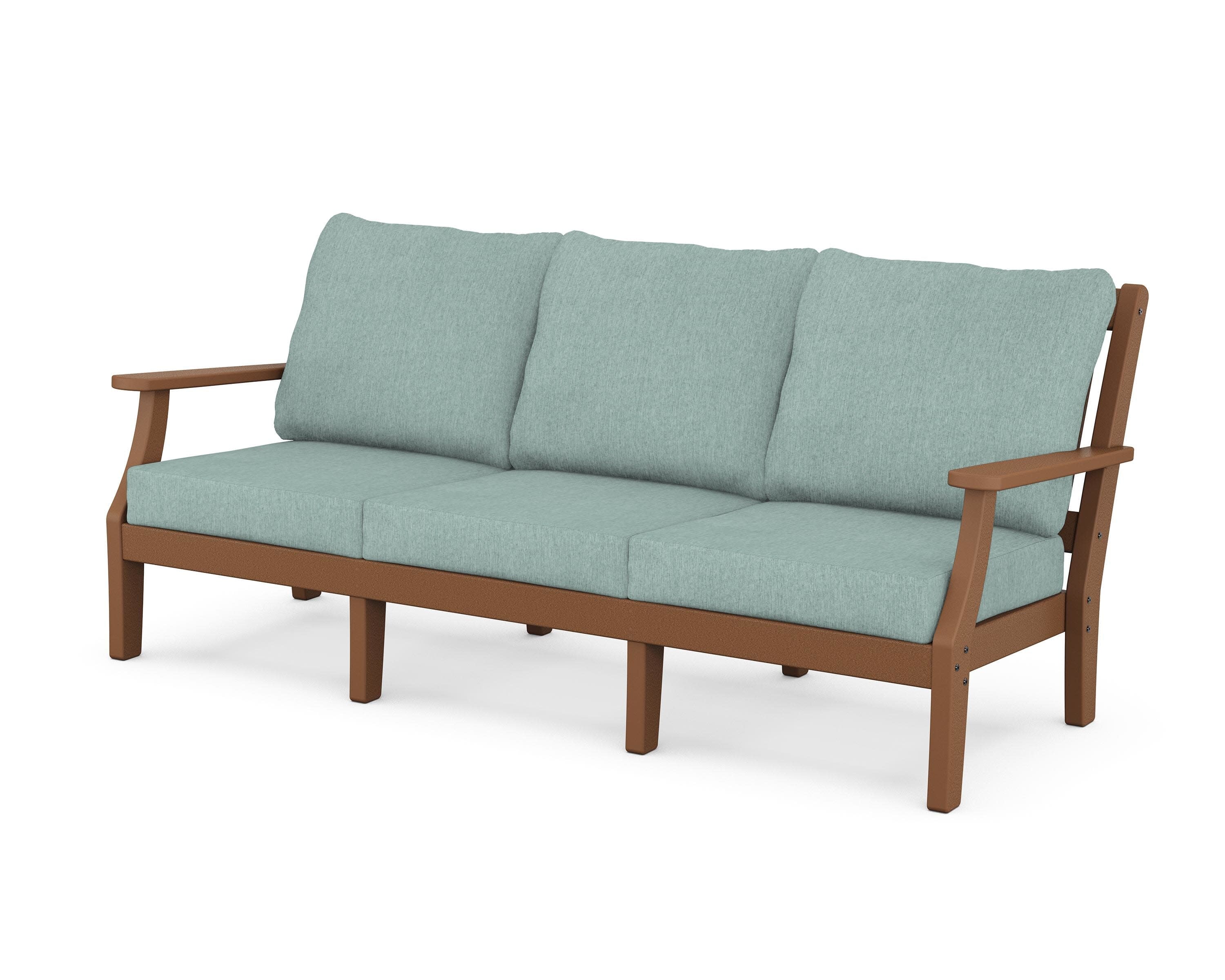 Chinoiserie Deep Seating Sofa in Teak / Glacier Spa