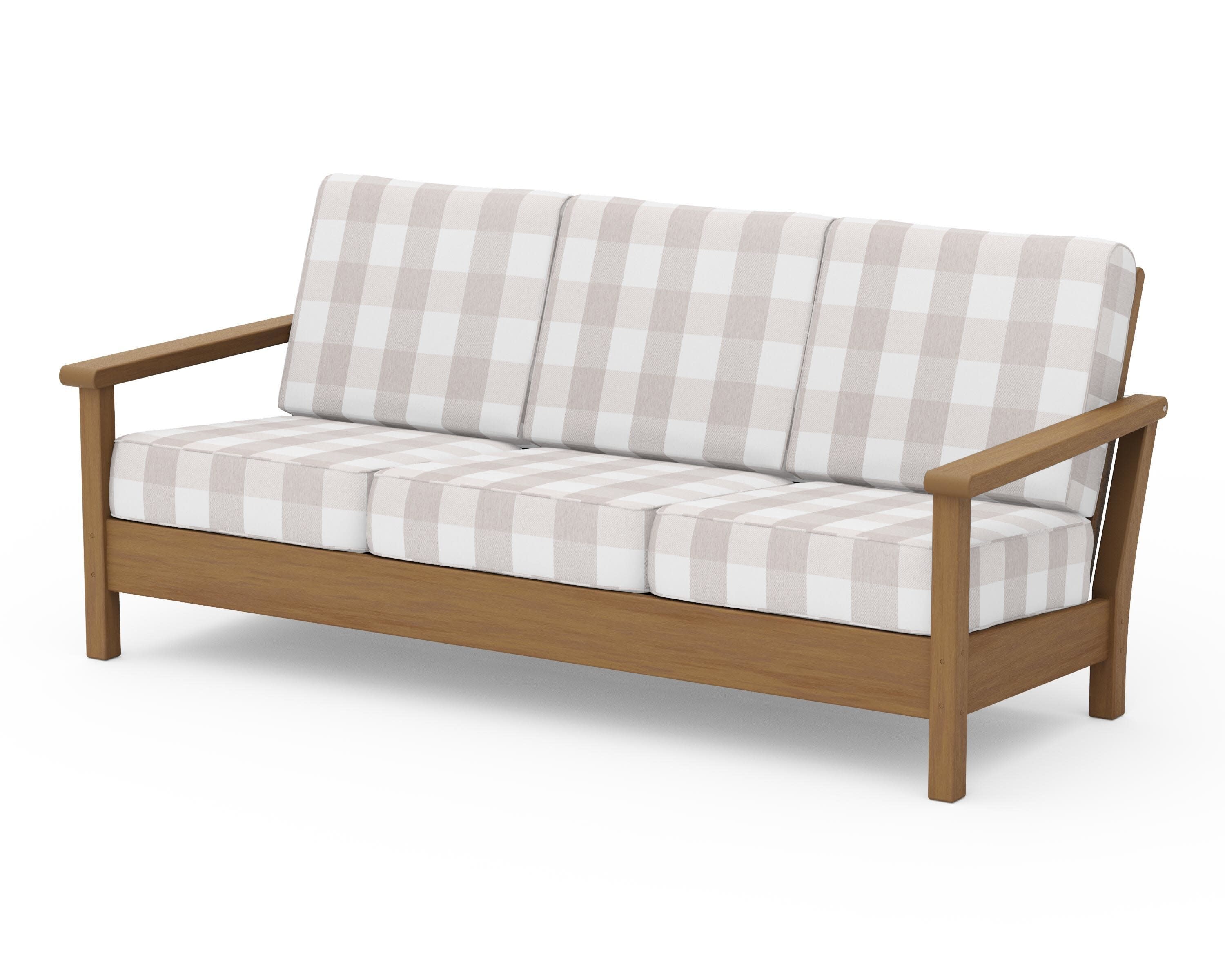 Harbour Deep Seating Sofa in Natural / Buffalo Plaid Dune Burlap