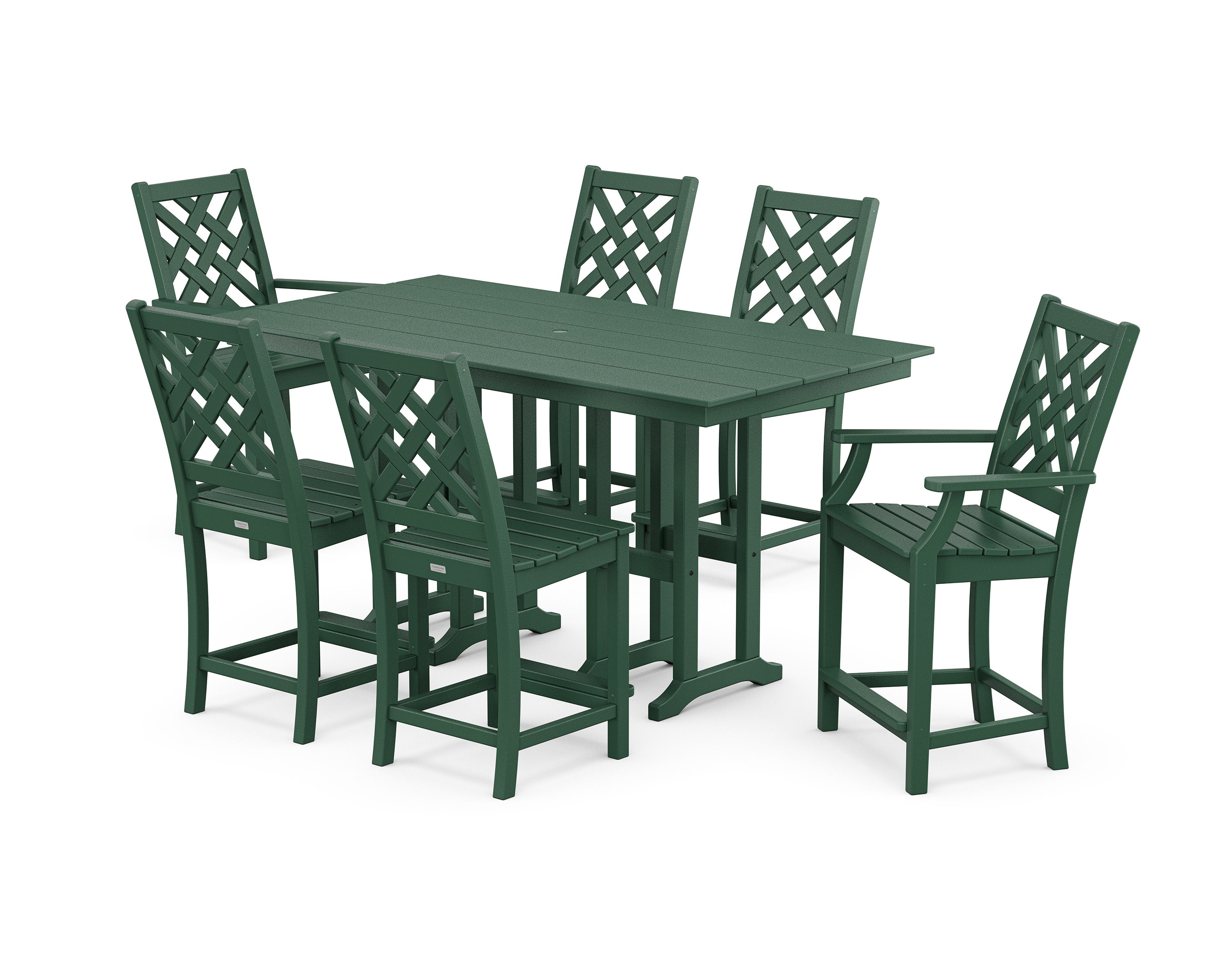 Wovendale 7-Piece Farmhouse Counter Set in Green