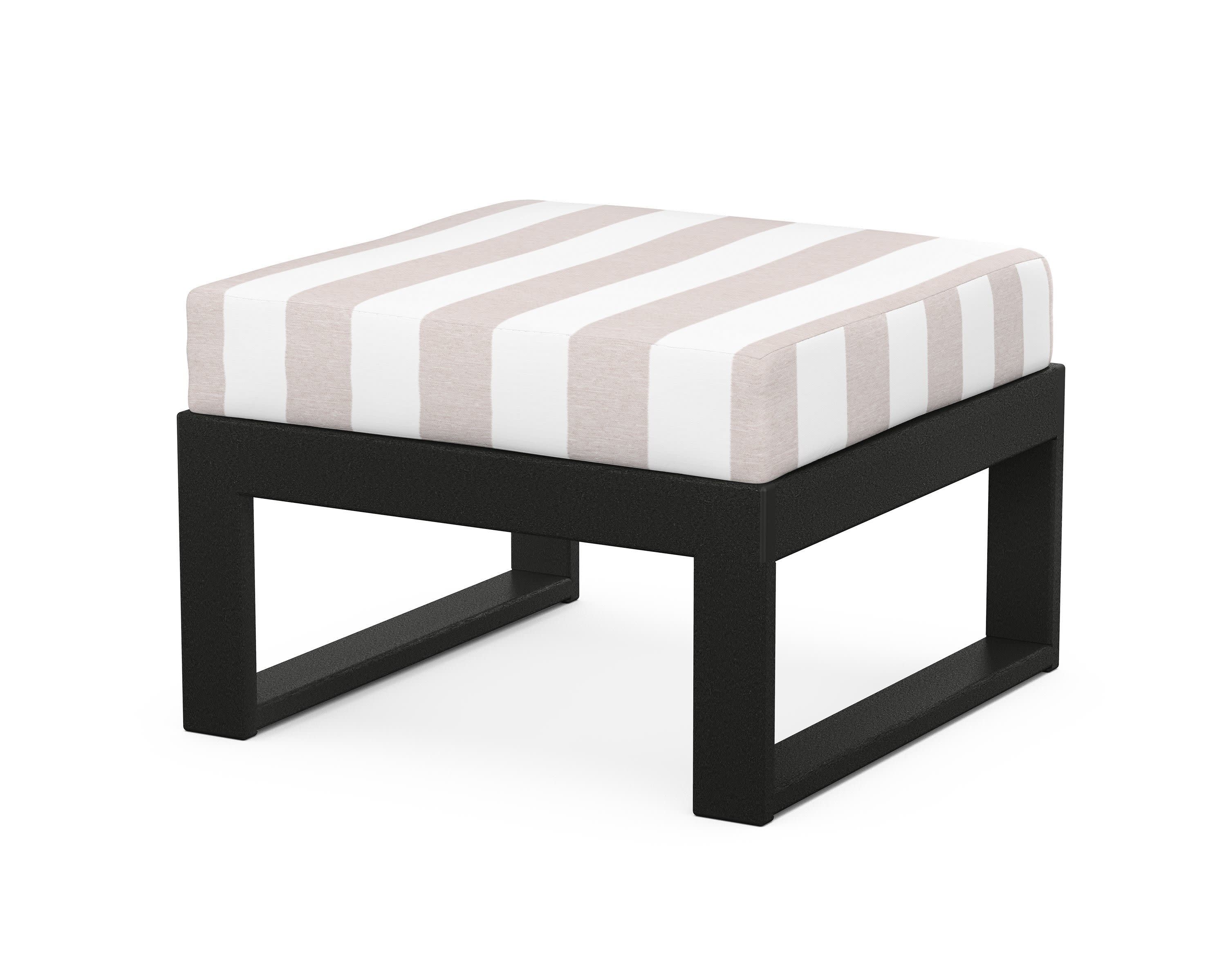 Modular Ottoman - Modern in Black / Cabana Stripe Dune Burlap