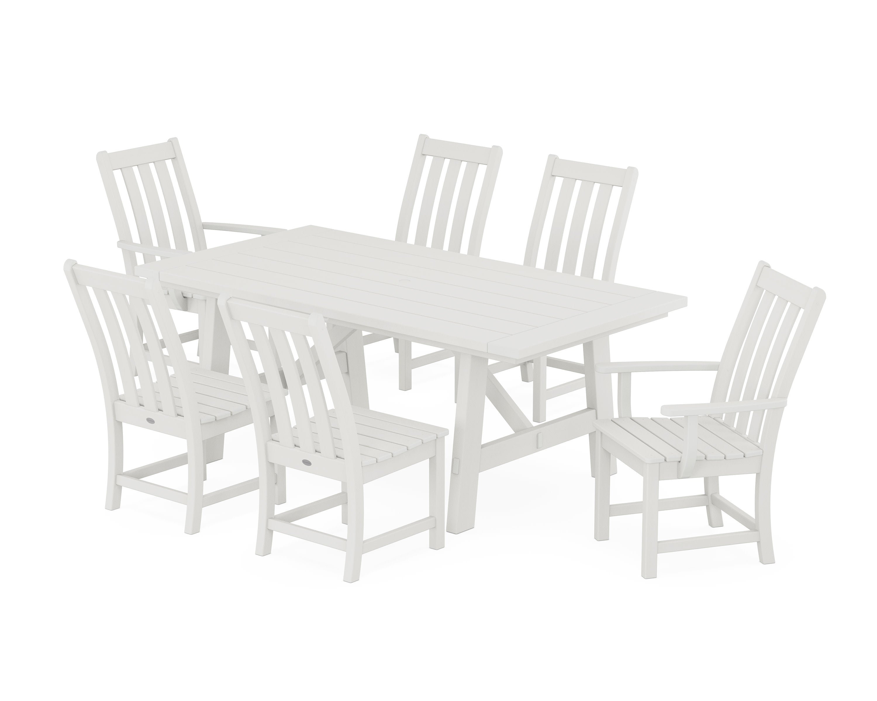 Vineyard 7-Piece Rustic Farmhouse Dining Set in Vintage White