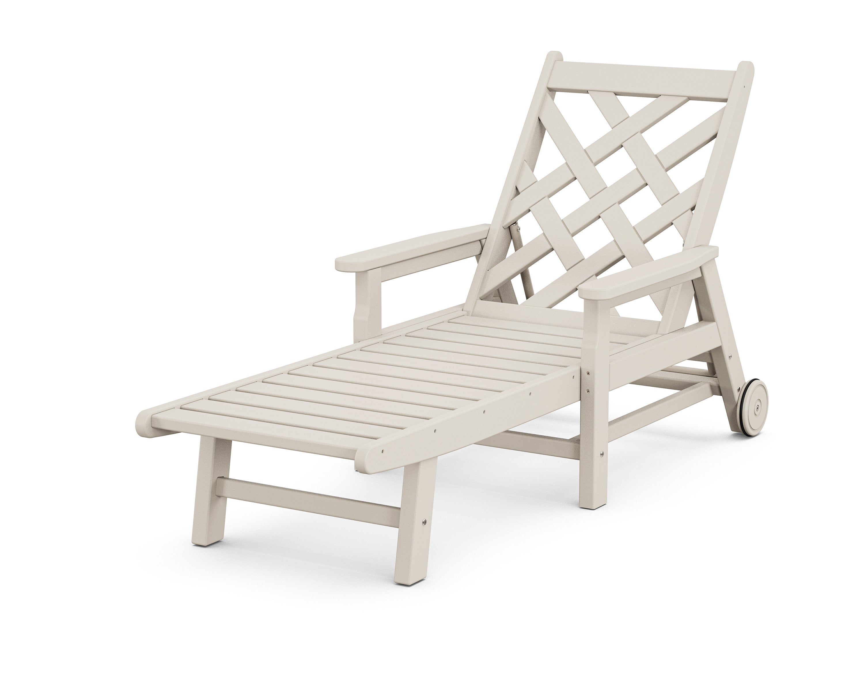 Wovendale Chaise with Arms and Wheels in Sand
