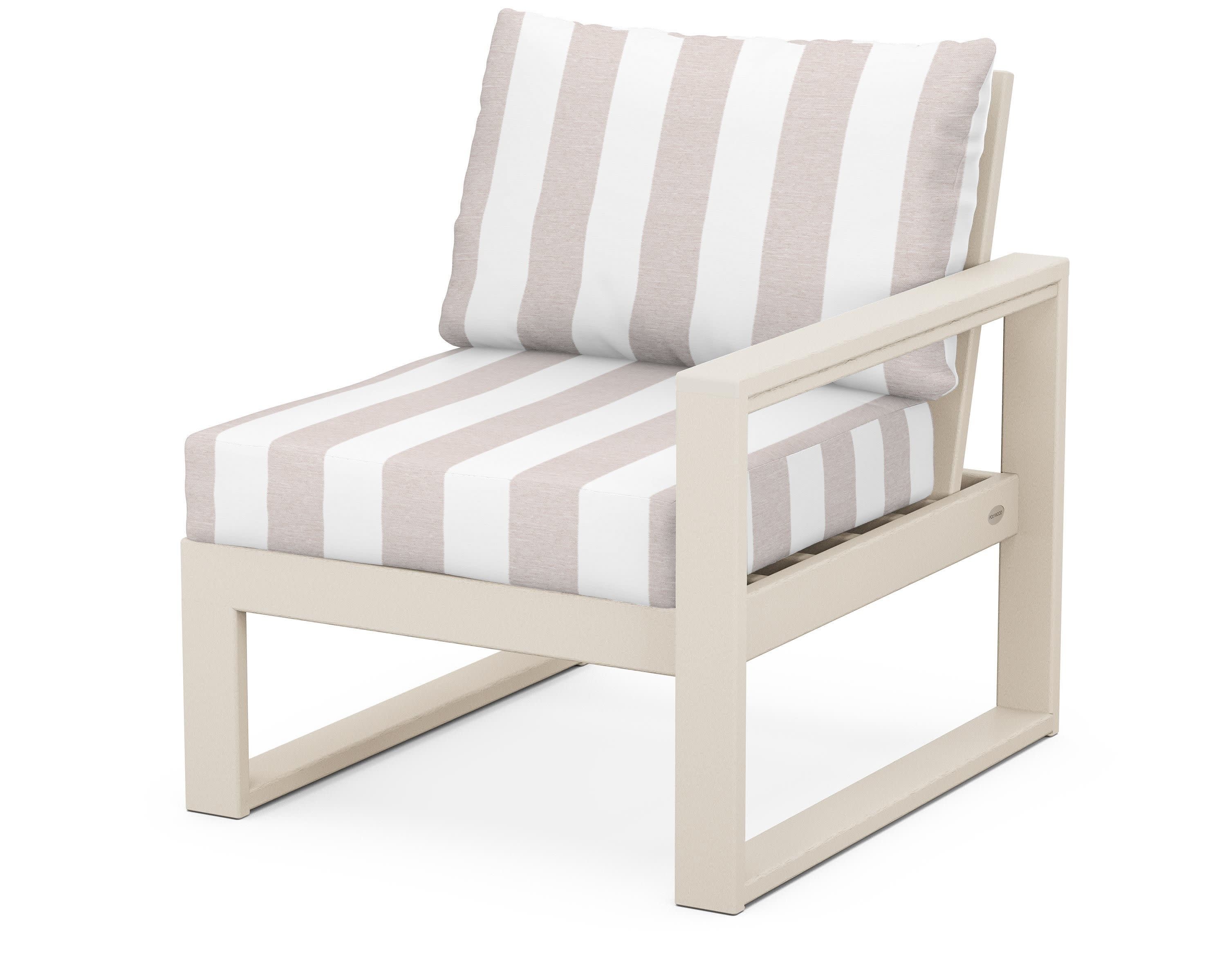 EDGE Modular Right Arm Chair in Sand / Cabana Stripe Dune Burlap