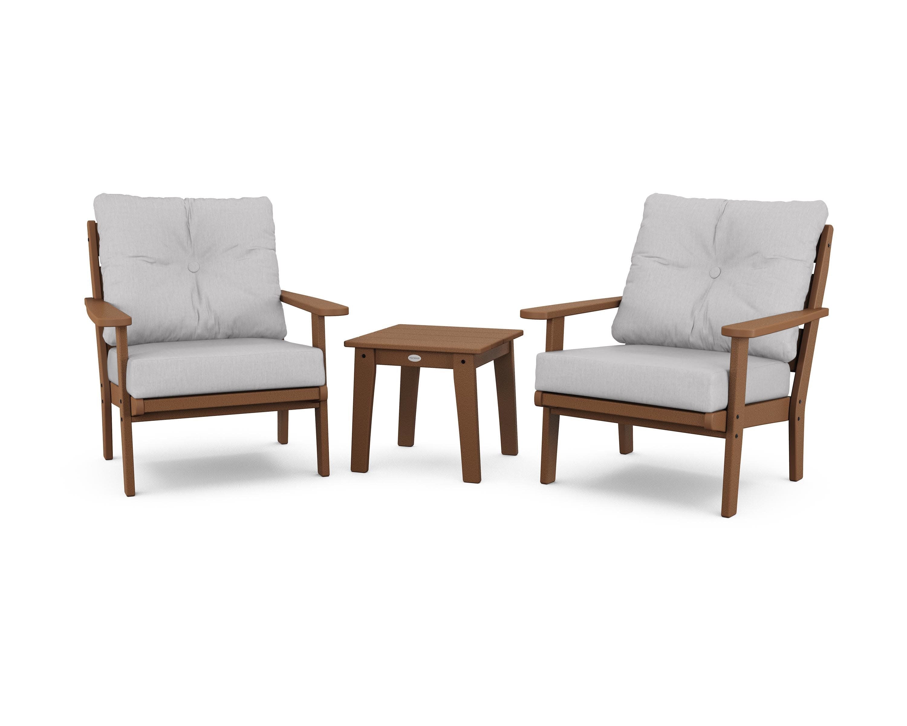 Lakeside 3-Piece Deep Seating Chair Set in Teak / Granite