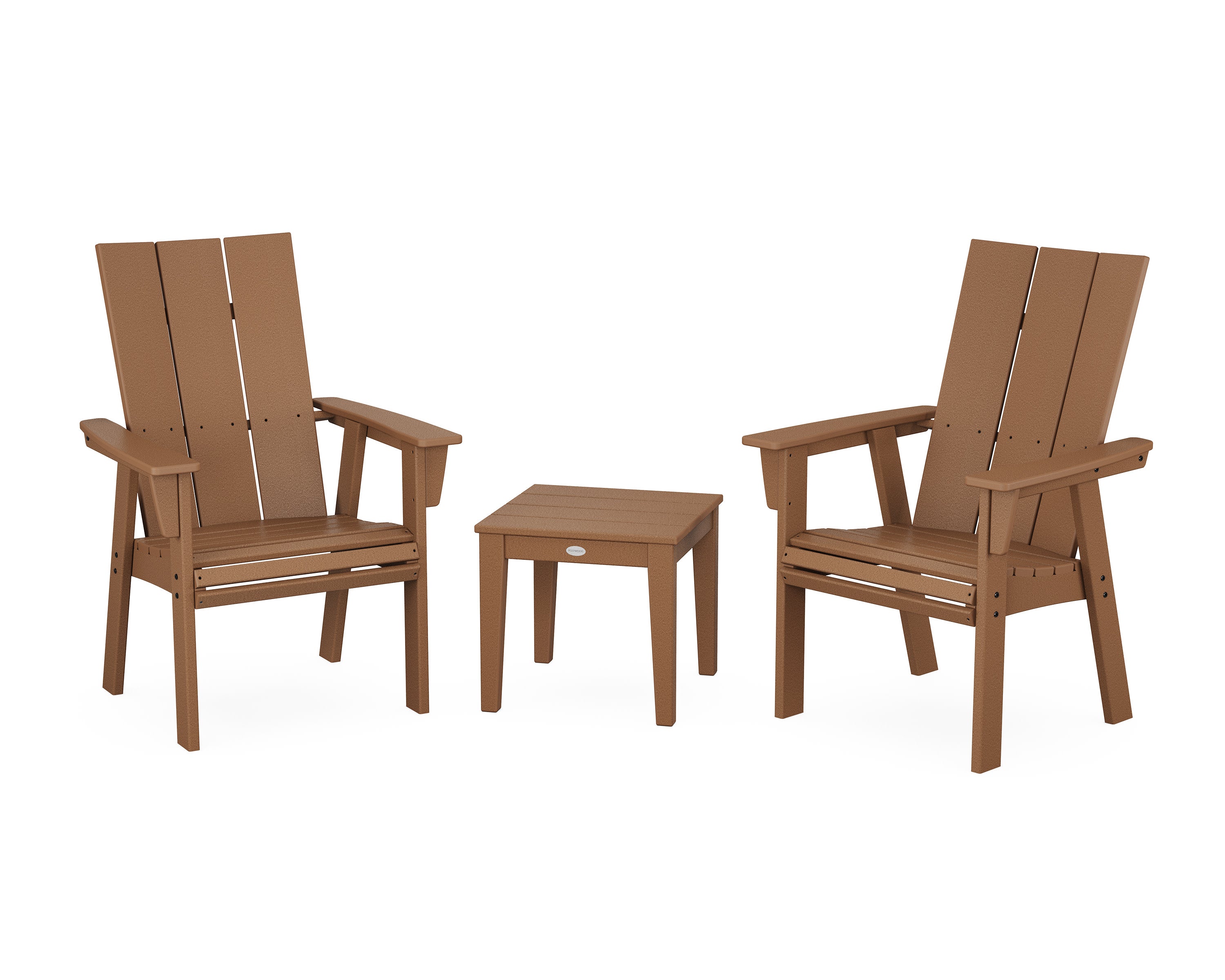 Modern 3-Piece Curveback Upright Adirondack Chair Set in Teak