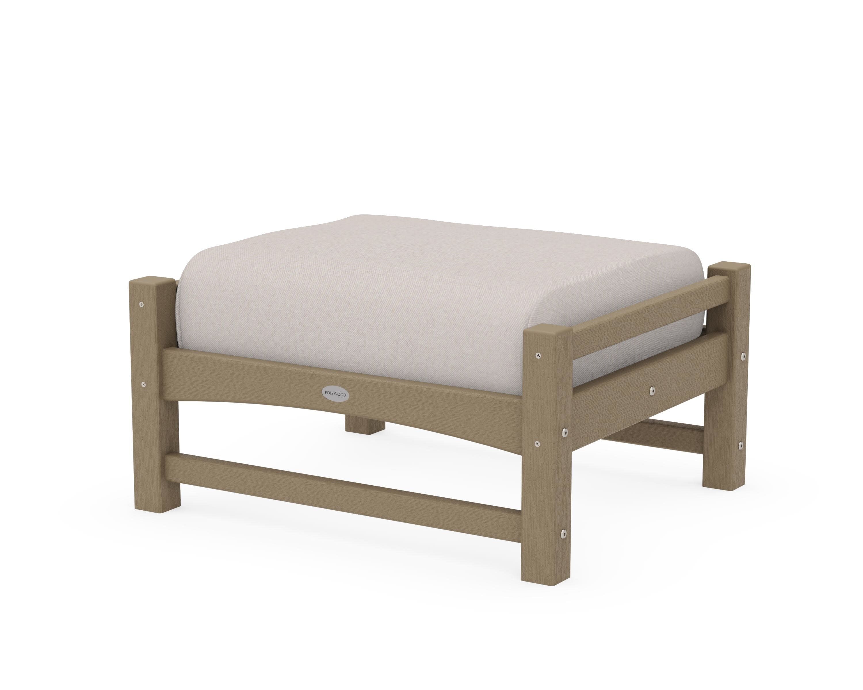 Club Ottoman in Vintage Sahara / Dune Burlap