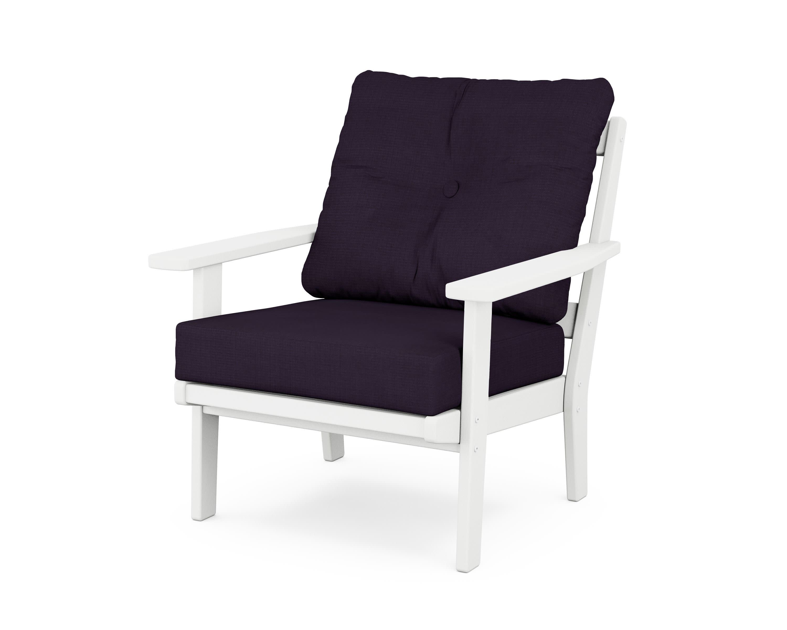Prairie Deep Seating Chair in White / Navy Linen