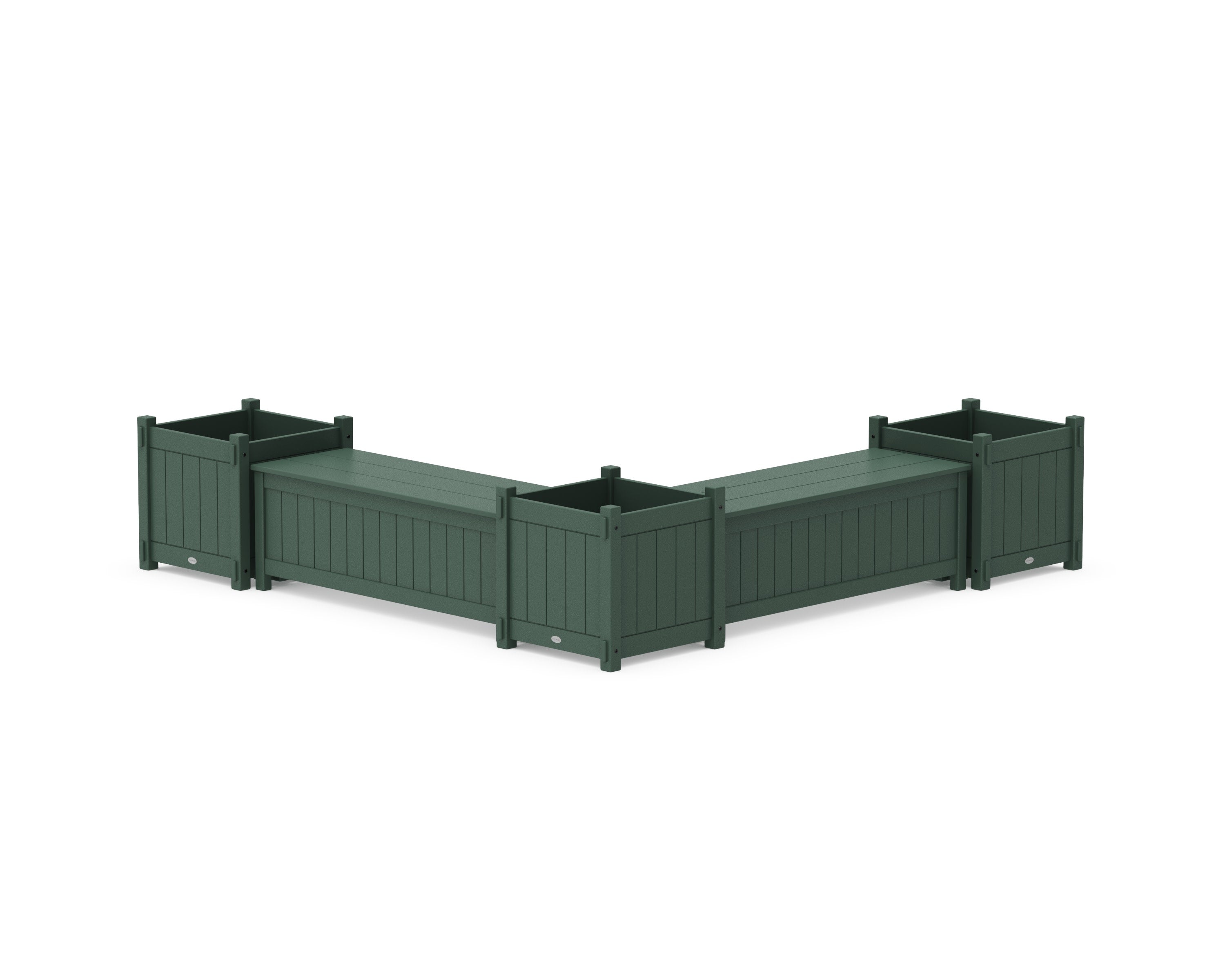 48" Vineyard L- Shaped Planter Storage Bench Corner Set- Large in Green