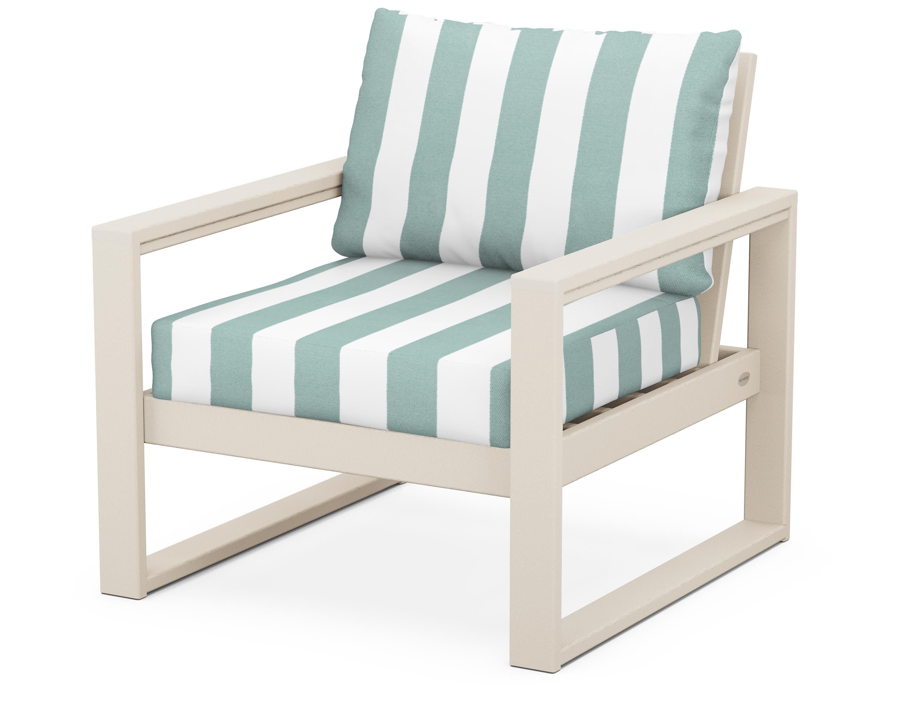 EDGE Club Chair in Sand / Cabana Stripe Glacier Spa