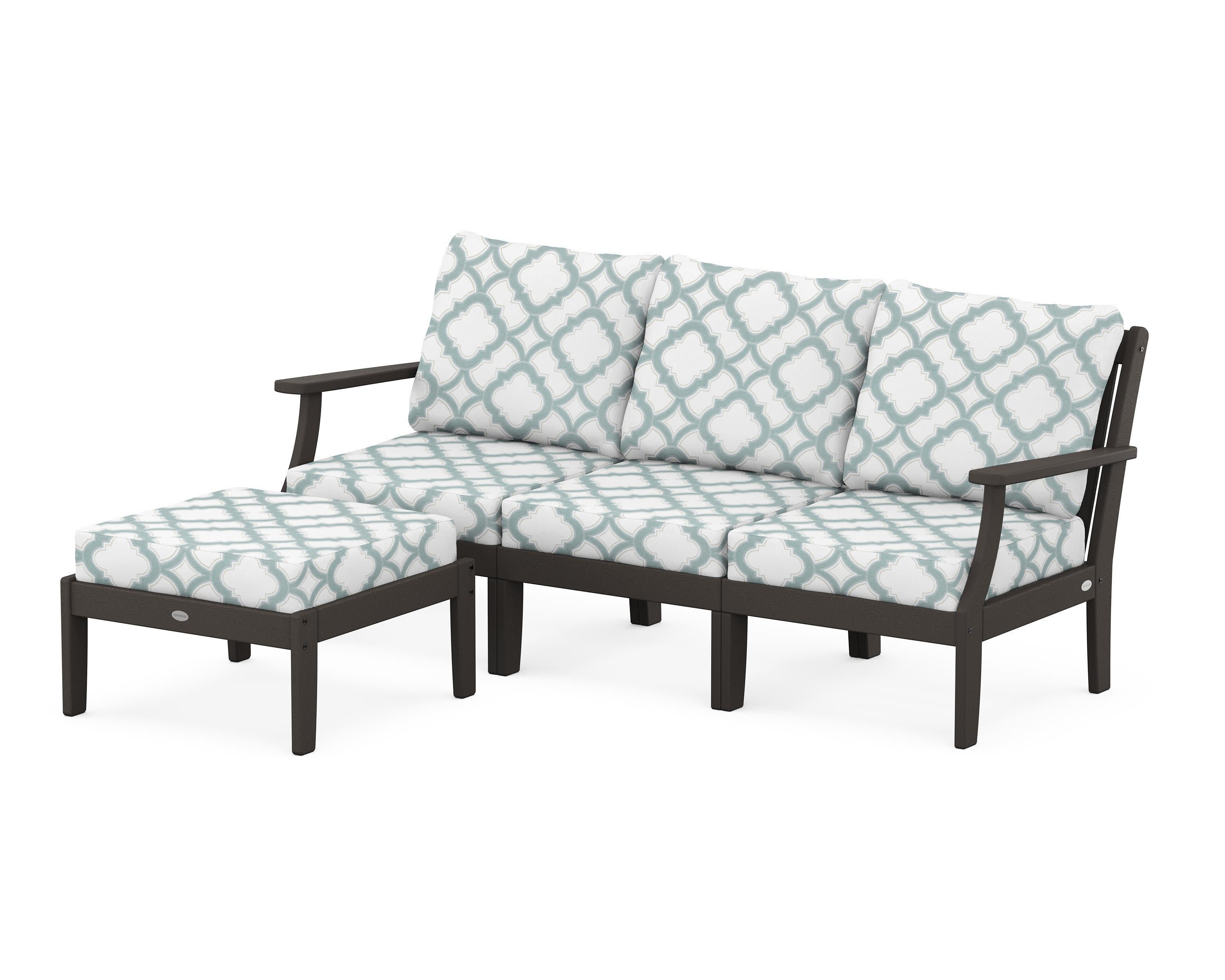 Braxton Modular 4-Piece Deep Seating Set with Ottoman in Vintage Coffee / Trellis Glacier Spa