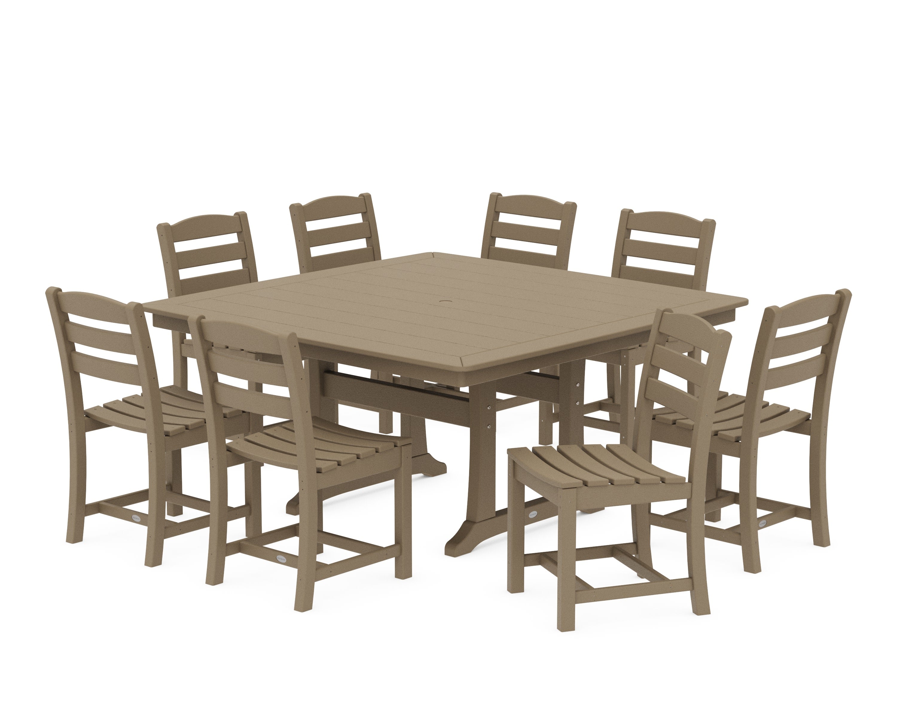 La Casa Caf 9-Piece Nautical Trestle Dining Set in Vintage Sahara