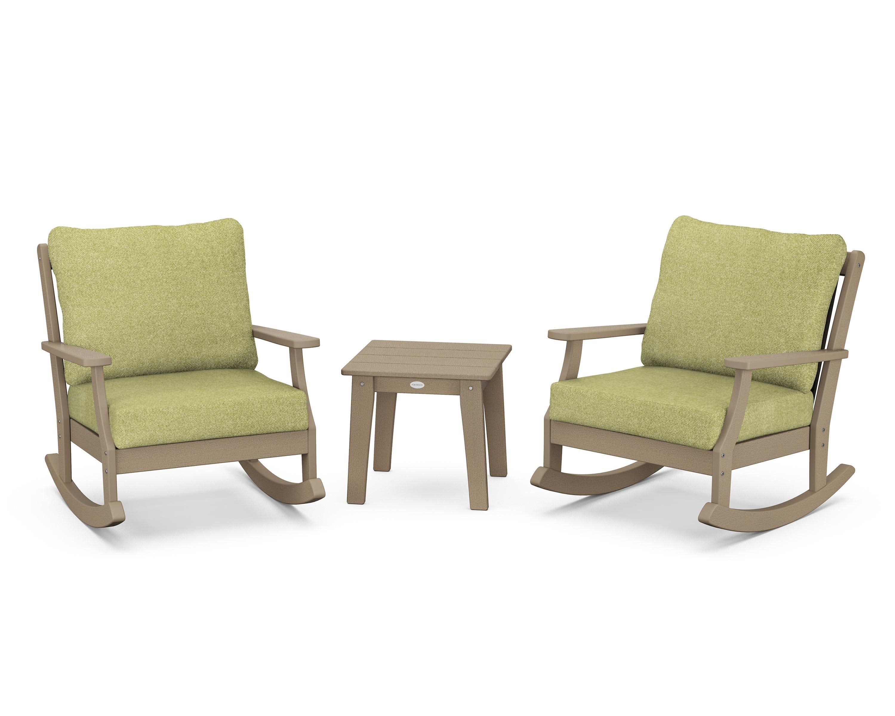 Braxton 3-Piece Deep Seating Rocker Set in Vintage Sahara / Chartreuse Boucle