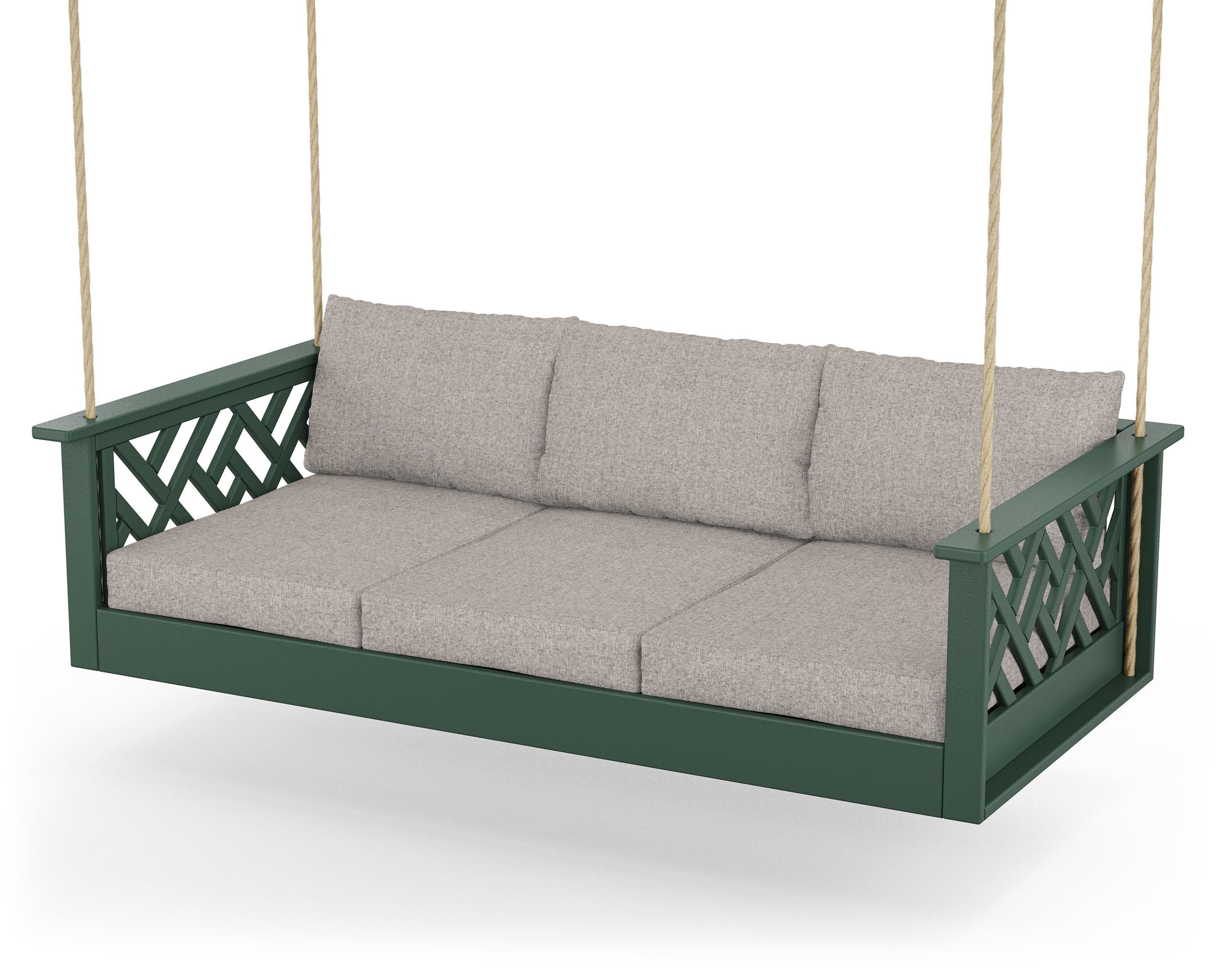 Chippendale Daybed Swing in Green / Weathered Tweed