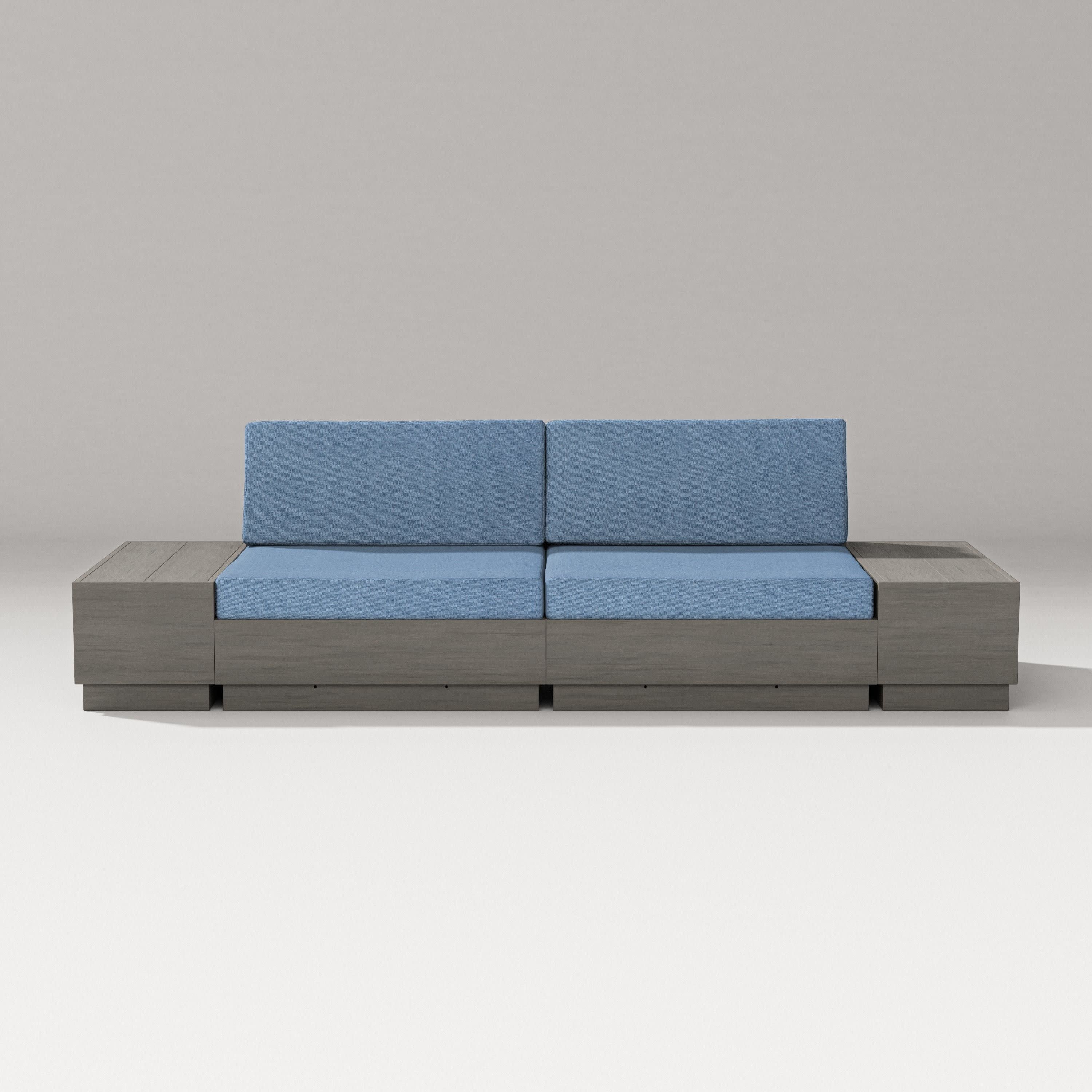 Elevate 4-Piece Loveseat Sectional in Driftwood / Sky Blue