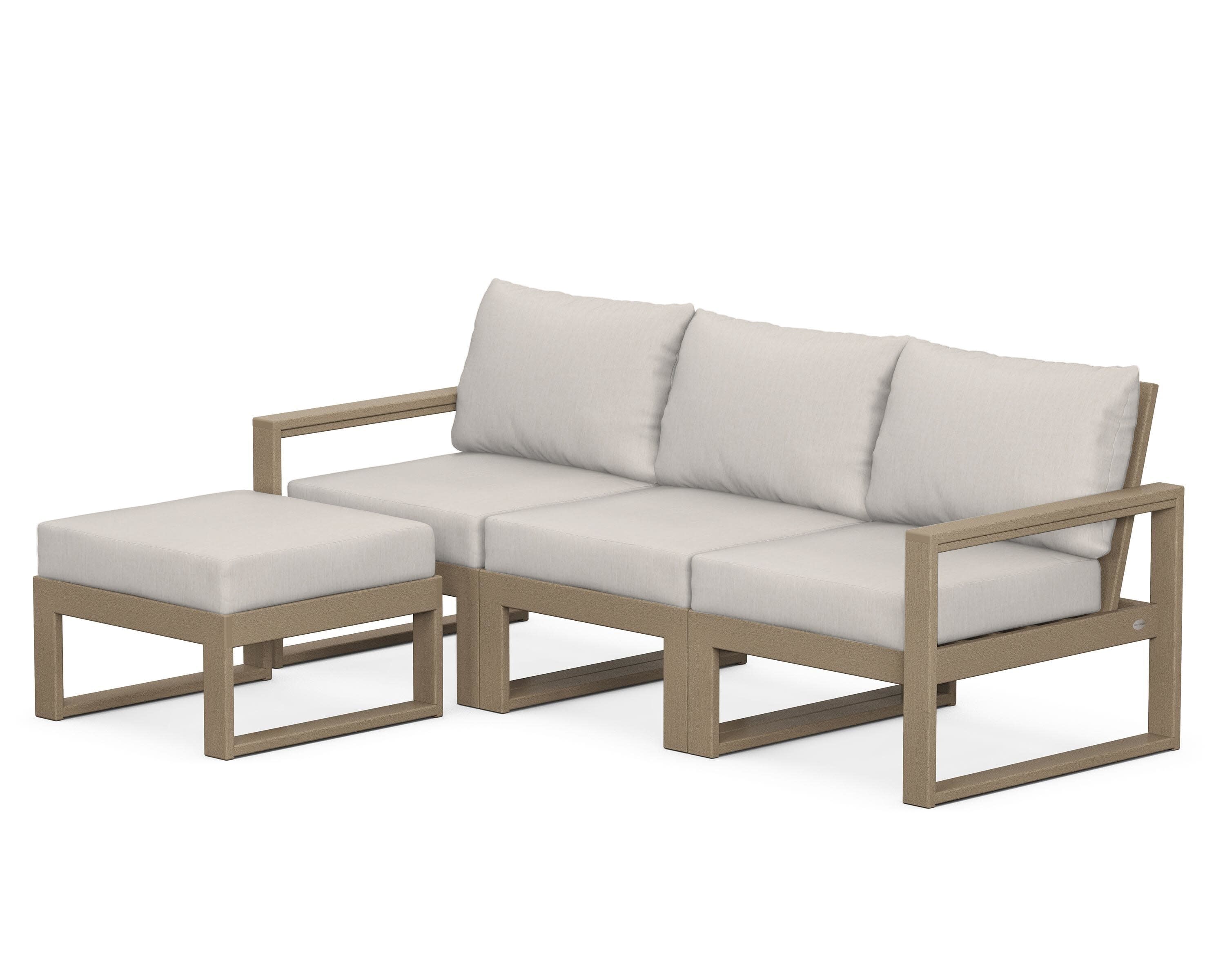 EDGE 4-Piece Modular Deep Seating Set with Ottoman in Vintage Sahara / Cast Ash