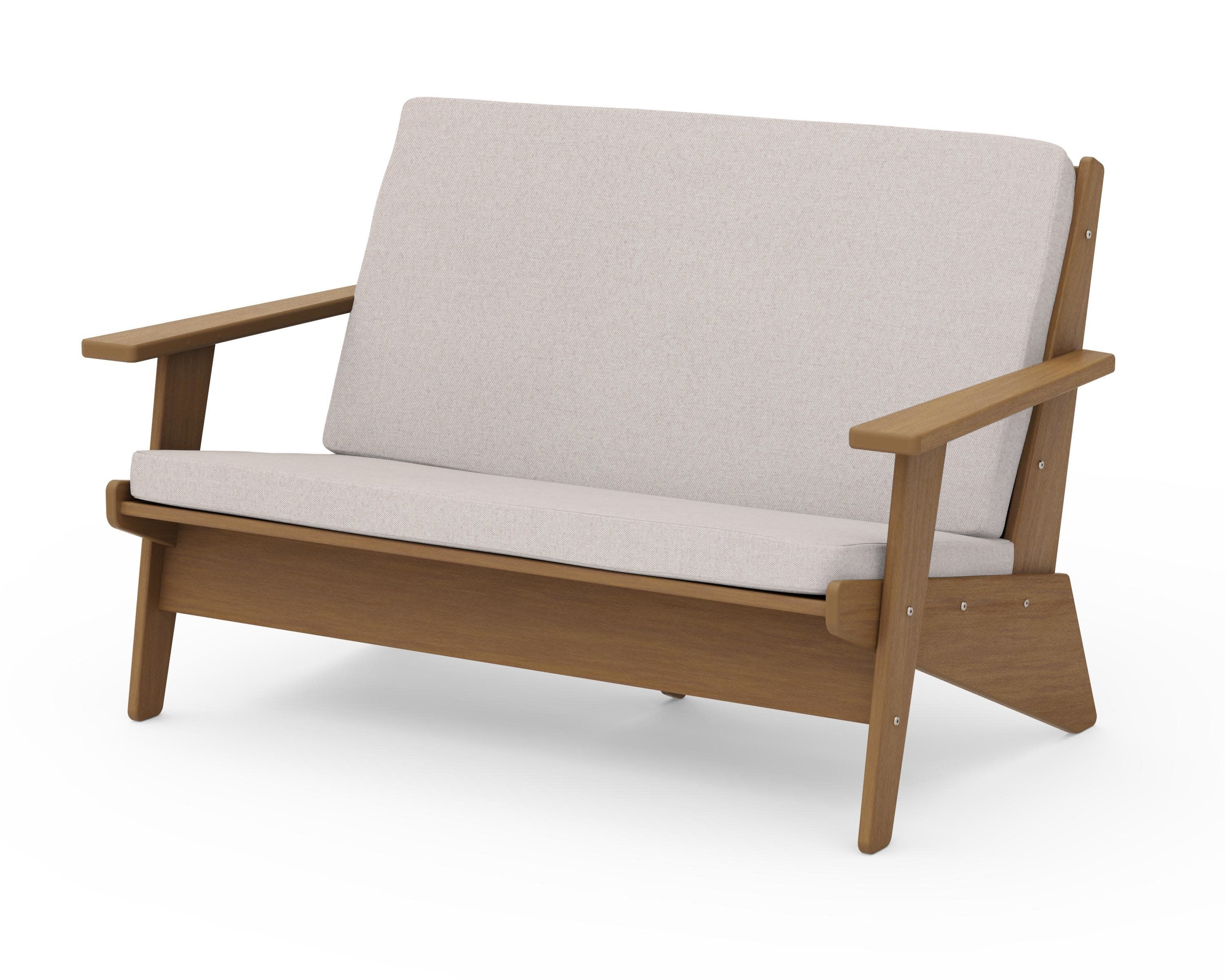 Riviera Modern Lounge Loveseat in Natural / Dune Burlap
