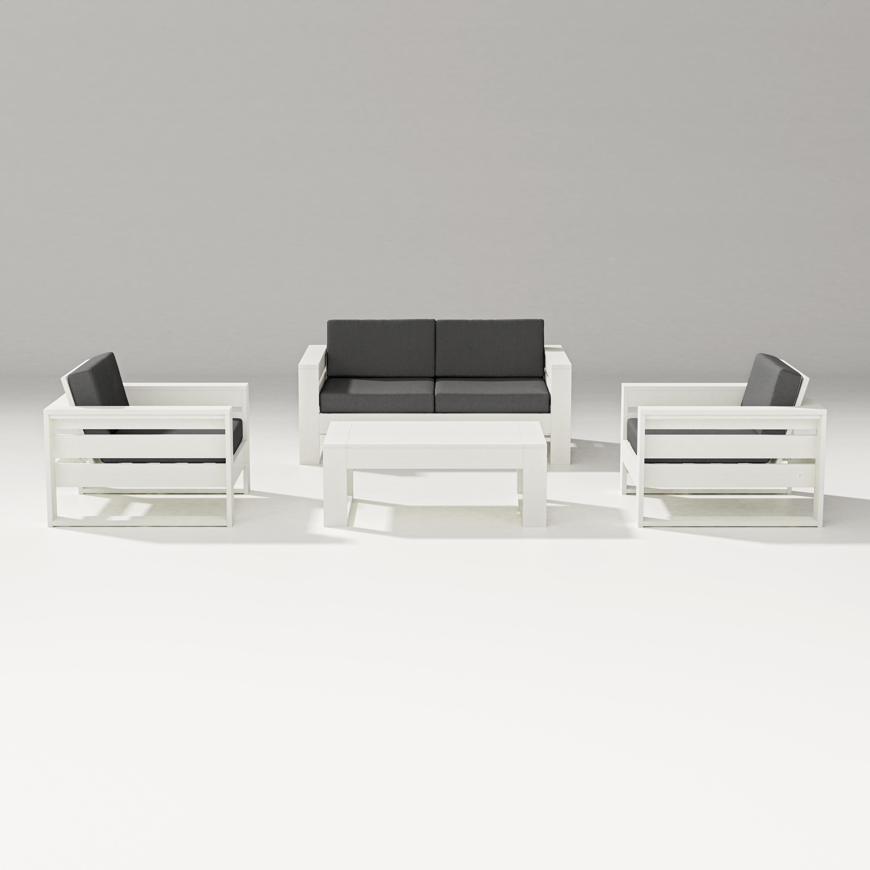 Latitude 4-Piece Lounge Loveseat Set in Vintage White / Spectrum Carbon