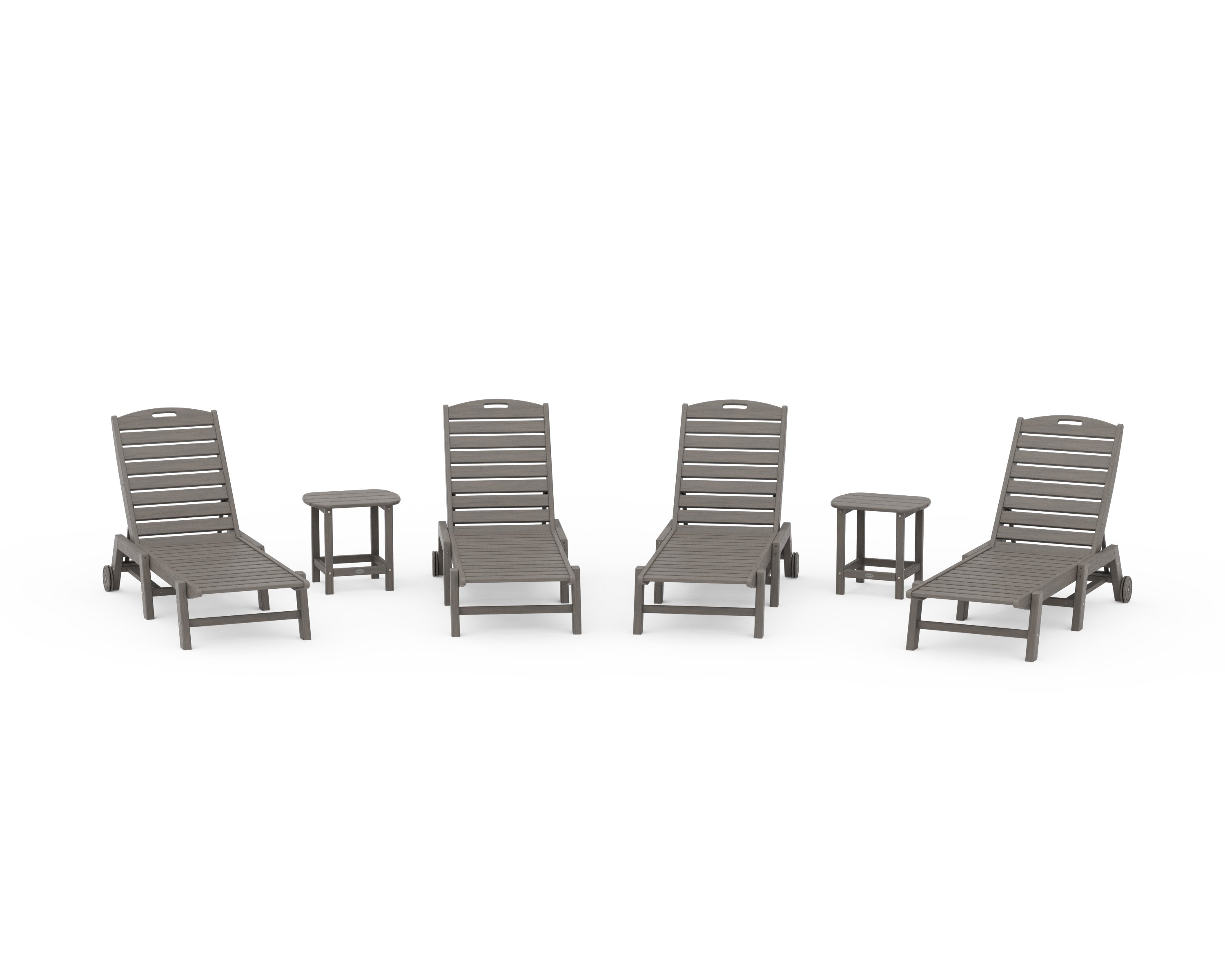 Nautical Chaise 6-Piece Set with Wheels in Driftwood