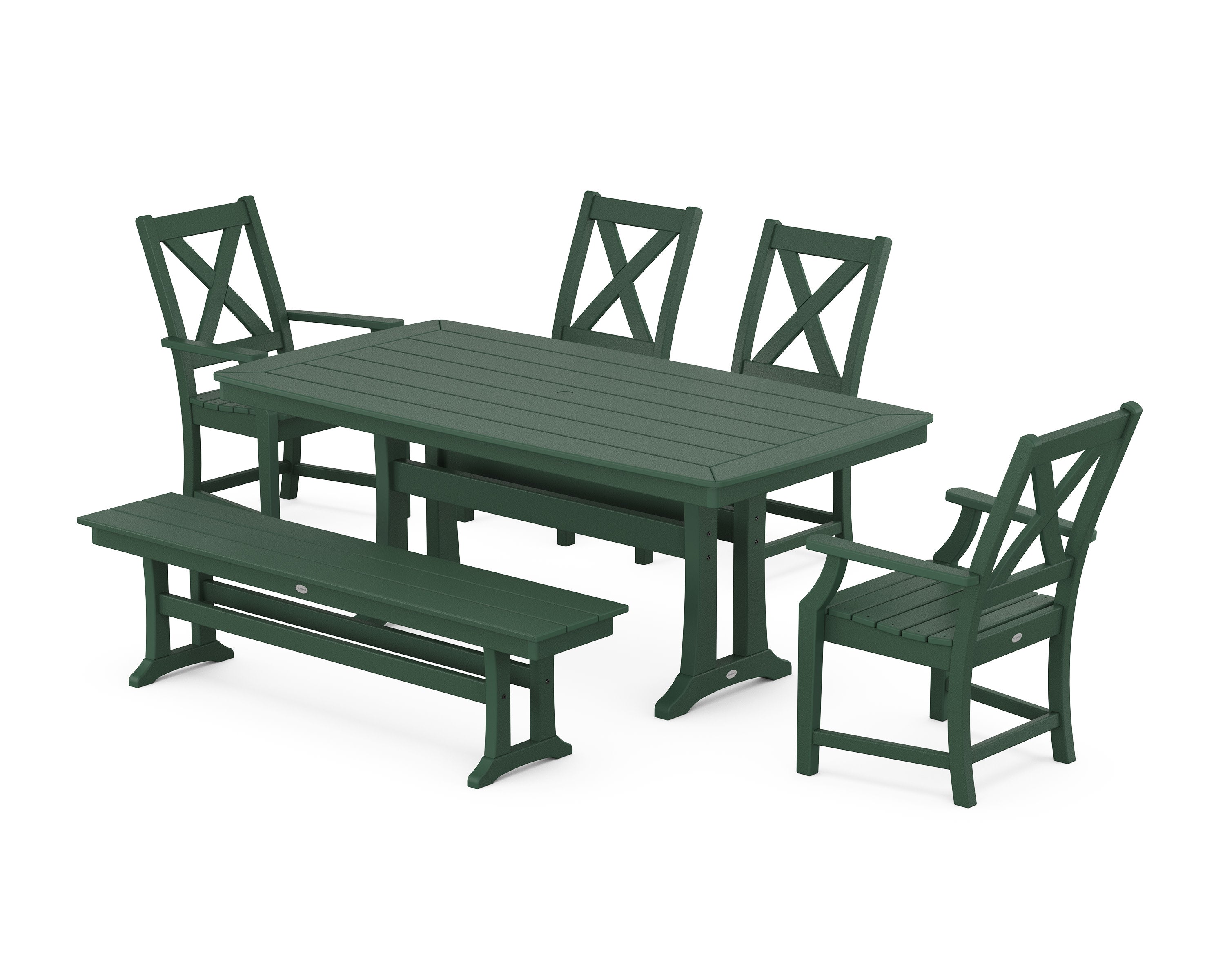 Braxton 6-Piece Dining Set with Trestle Legs in Green
