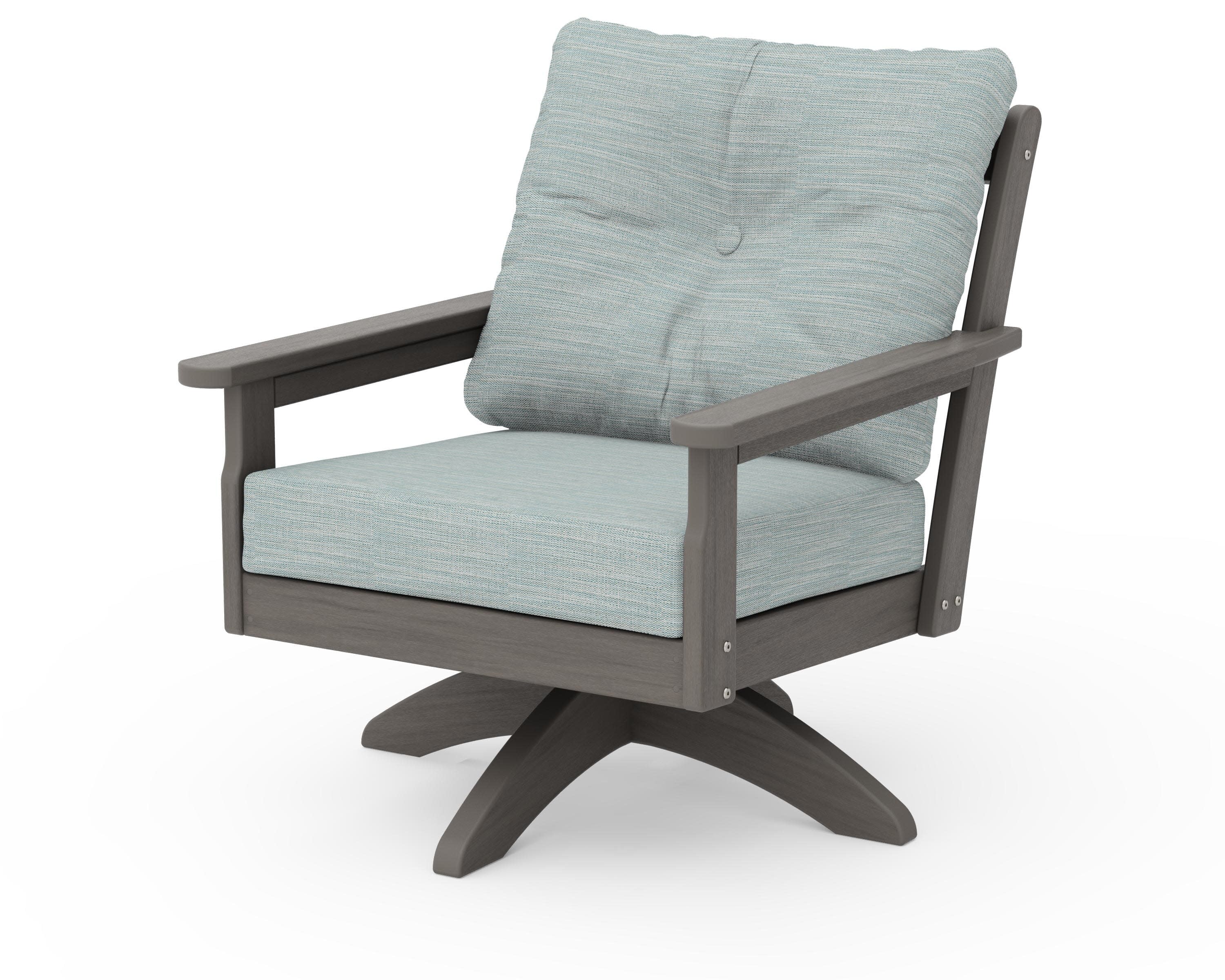 Vineyard Deep Seating Swivel Chair in Driftwood / Soothe Mist