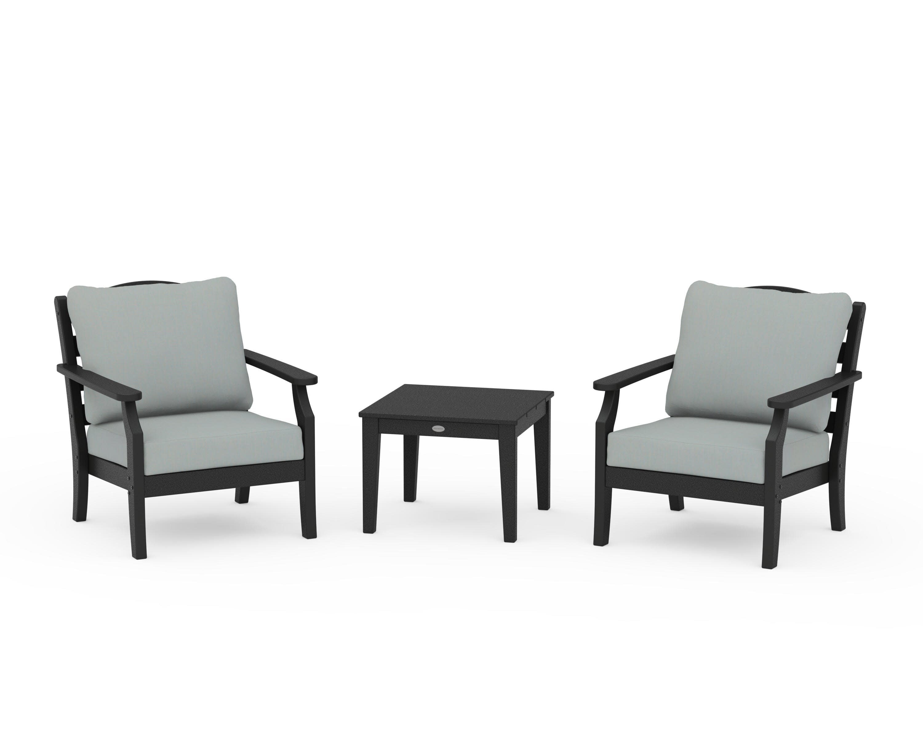 Savannah 3-Piece Deep Seating Set in Black / Spa