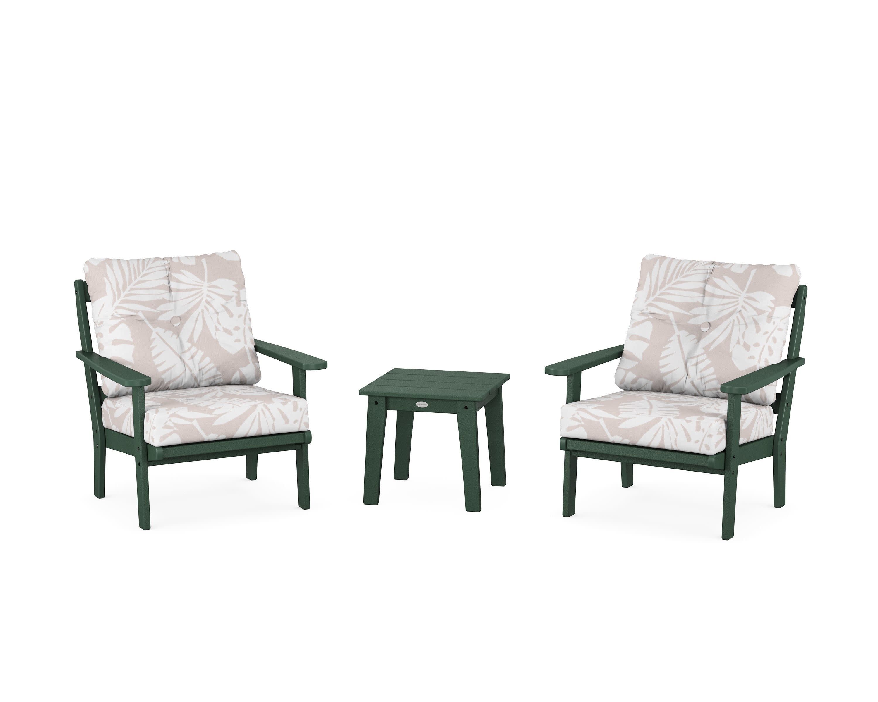 Mission 3-Piece Deep Seating Set in Green / Leaf Dune Burlap