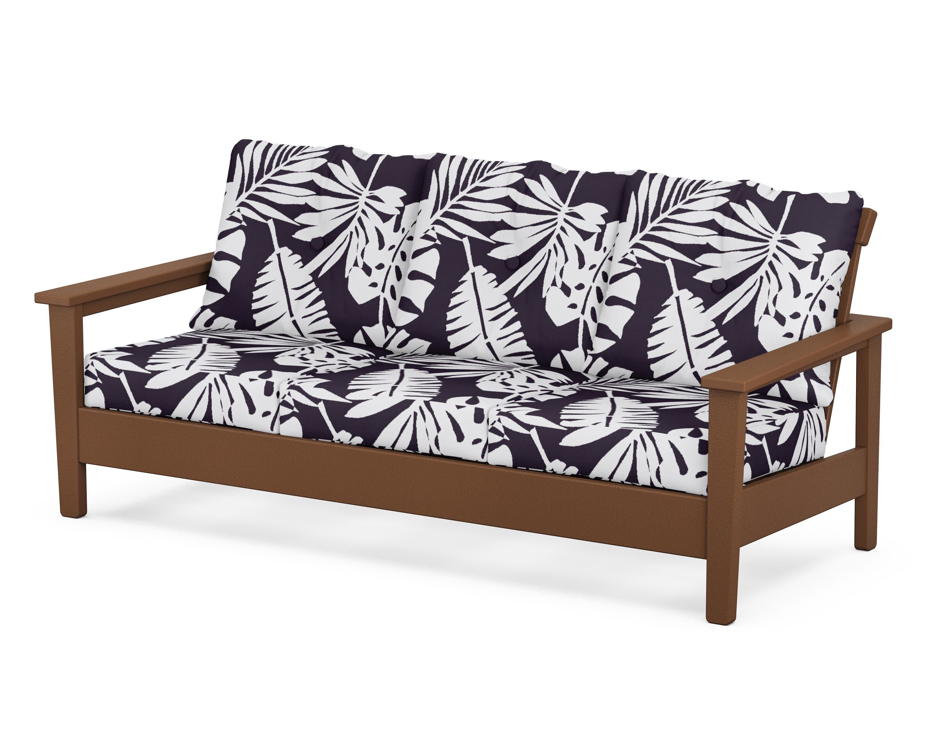Prescott Deep Seating Sofa in Teak / Leaf Navy