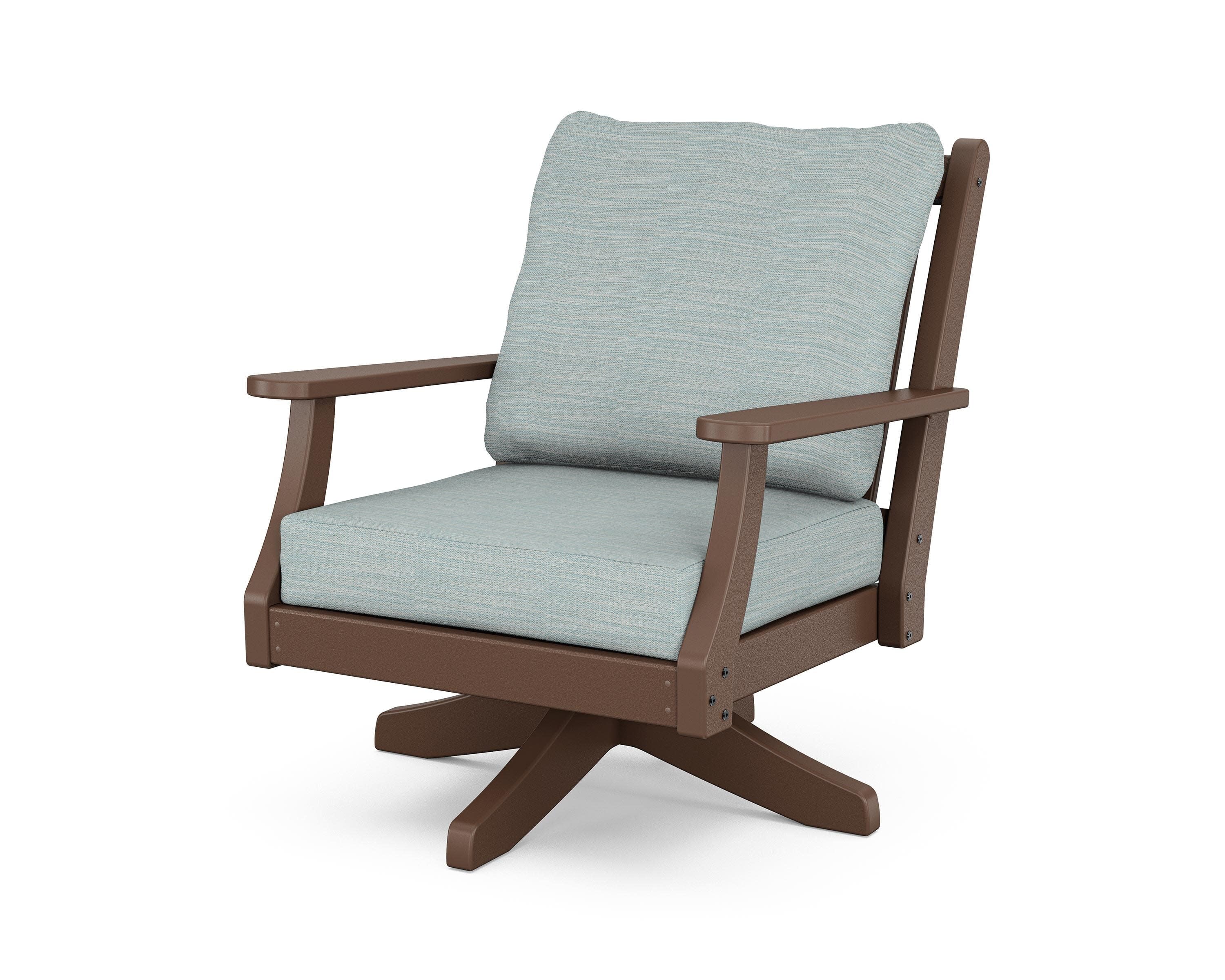 Wovendale Deep Seating Swivel Chair in Mahogany / Soothe Mist