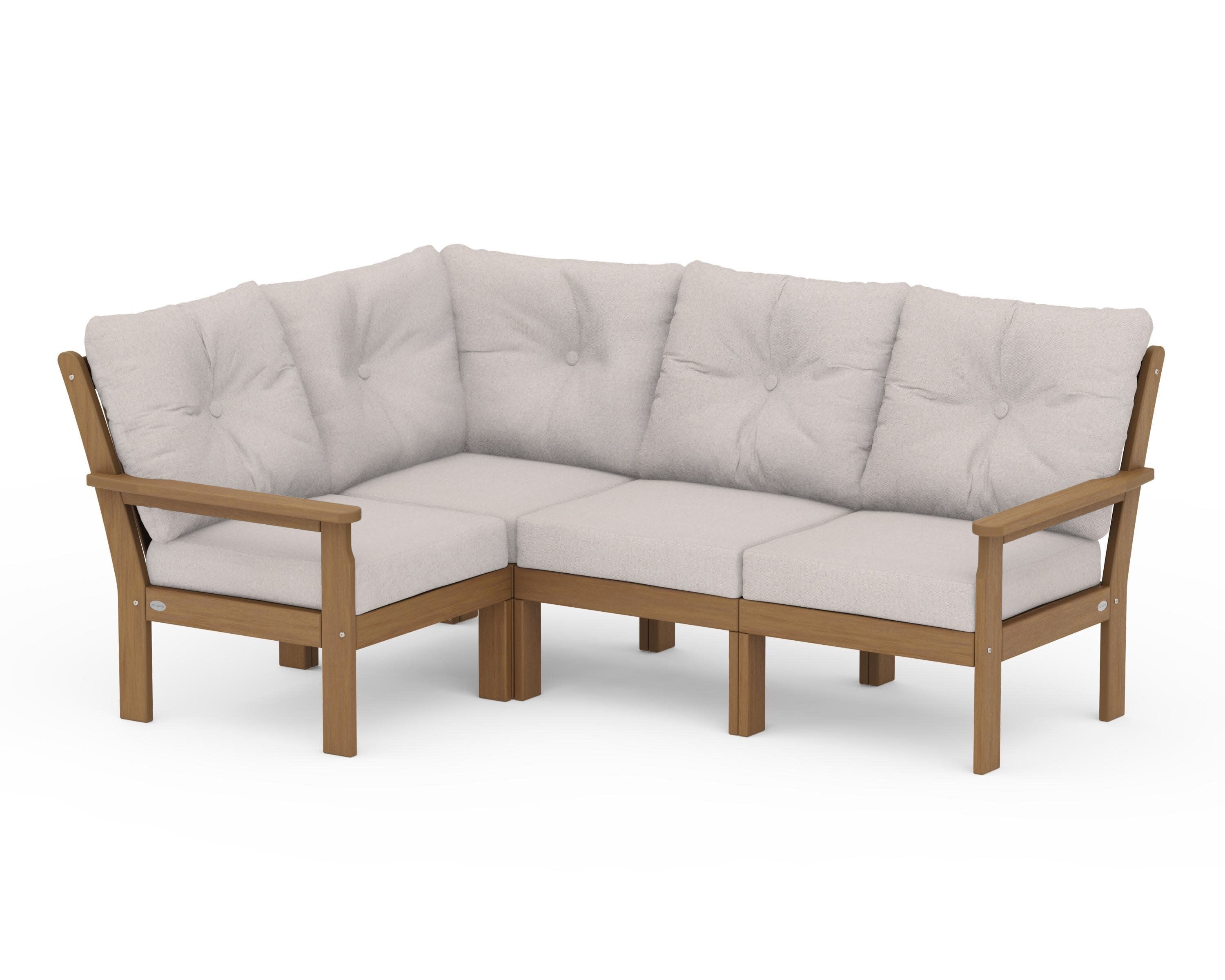 Vineyard 4-Piece Sectional in Natural / Dune Burlap