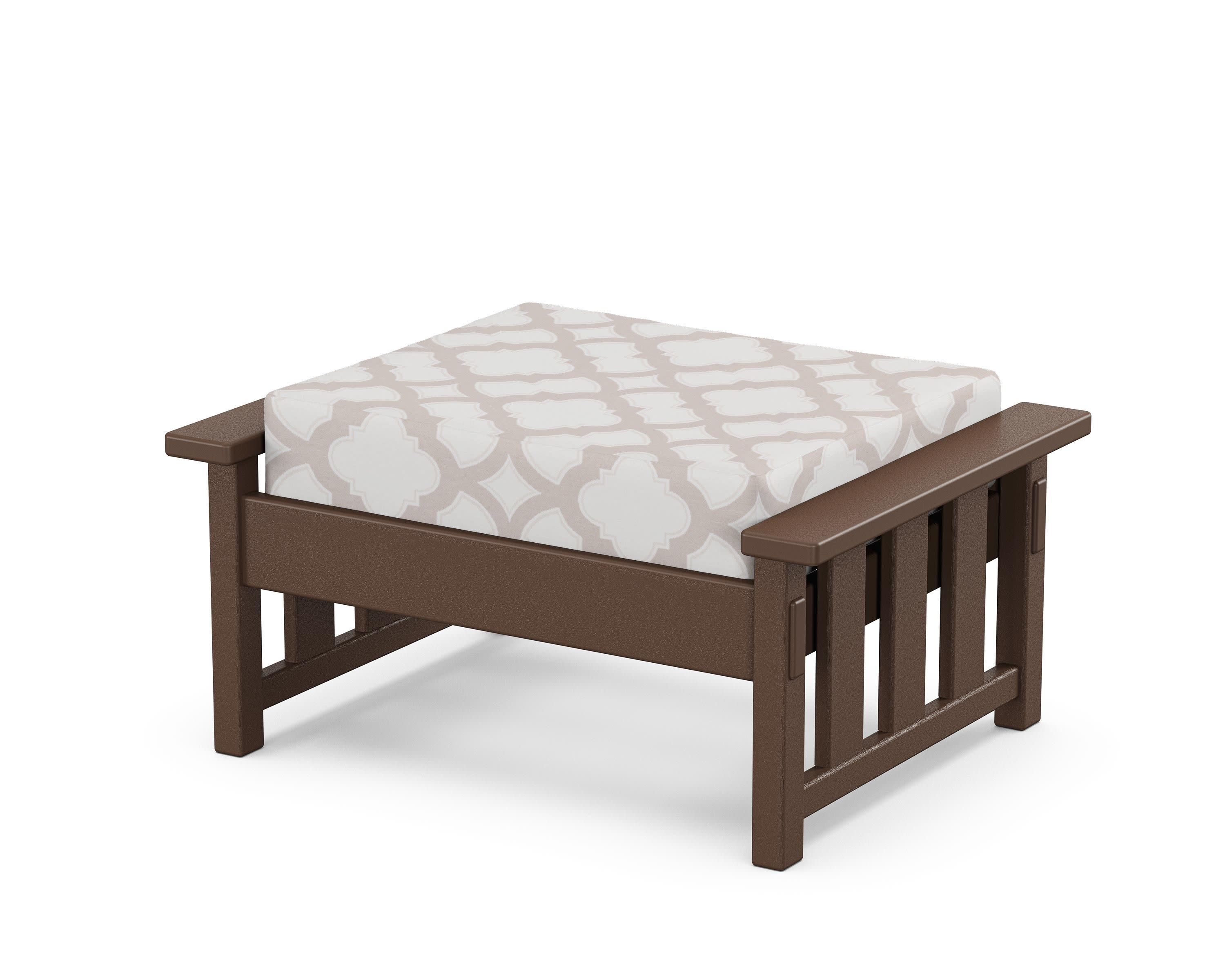 Acadia Deep Seating Ottoman in Mahogany / Trellis Dune Burlap