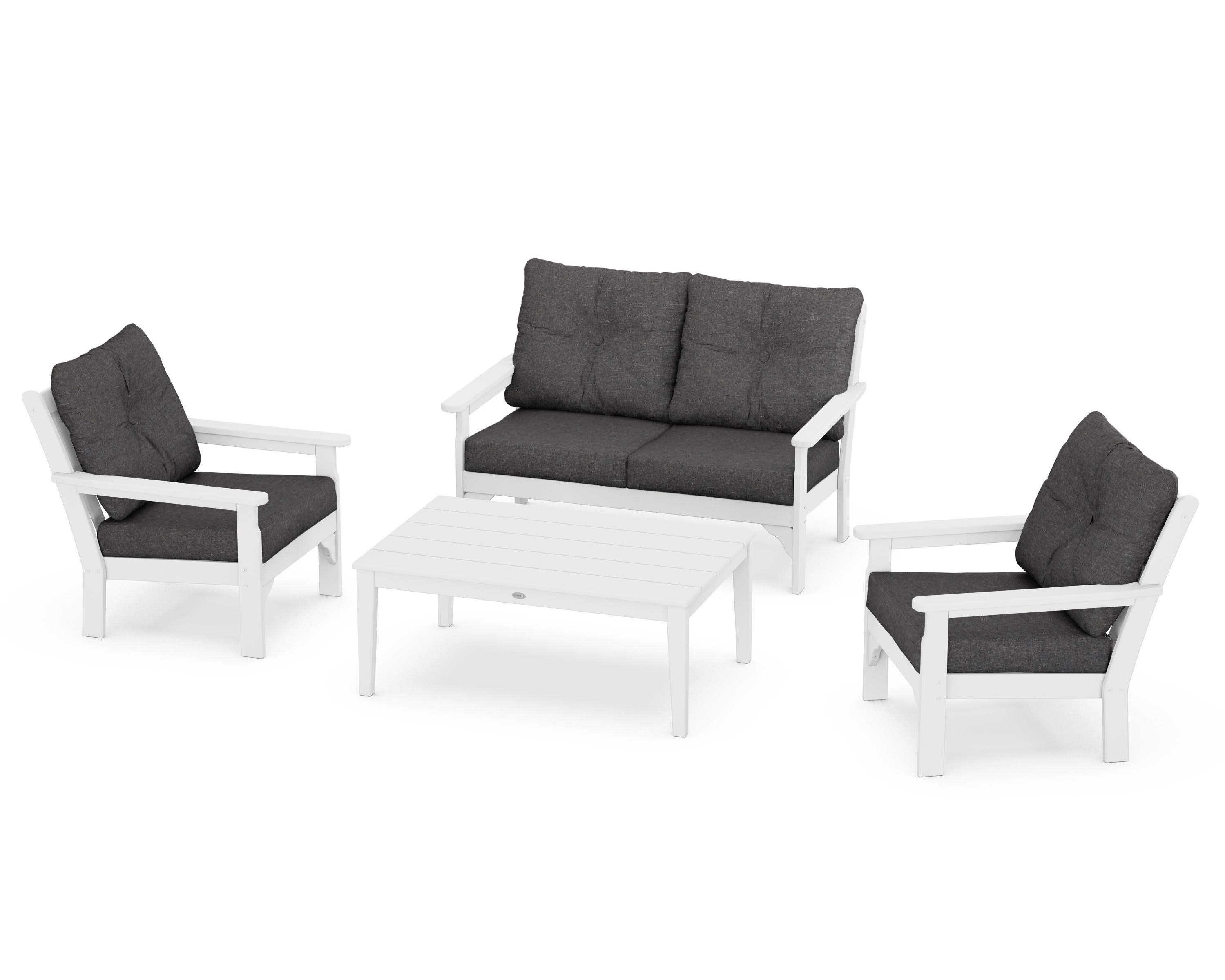 Vineyard 4-Piece Deep Seating Set in White / Ash Charcoal