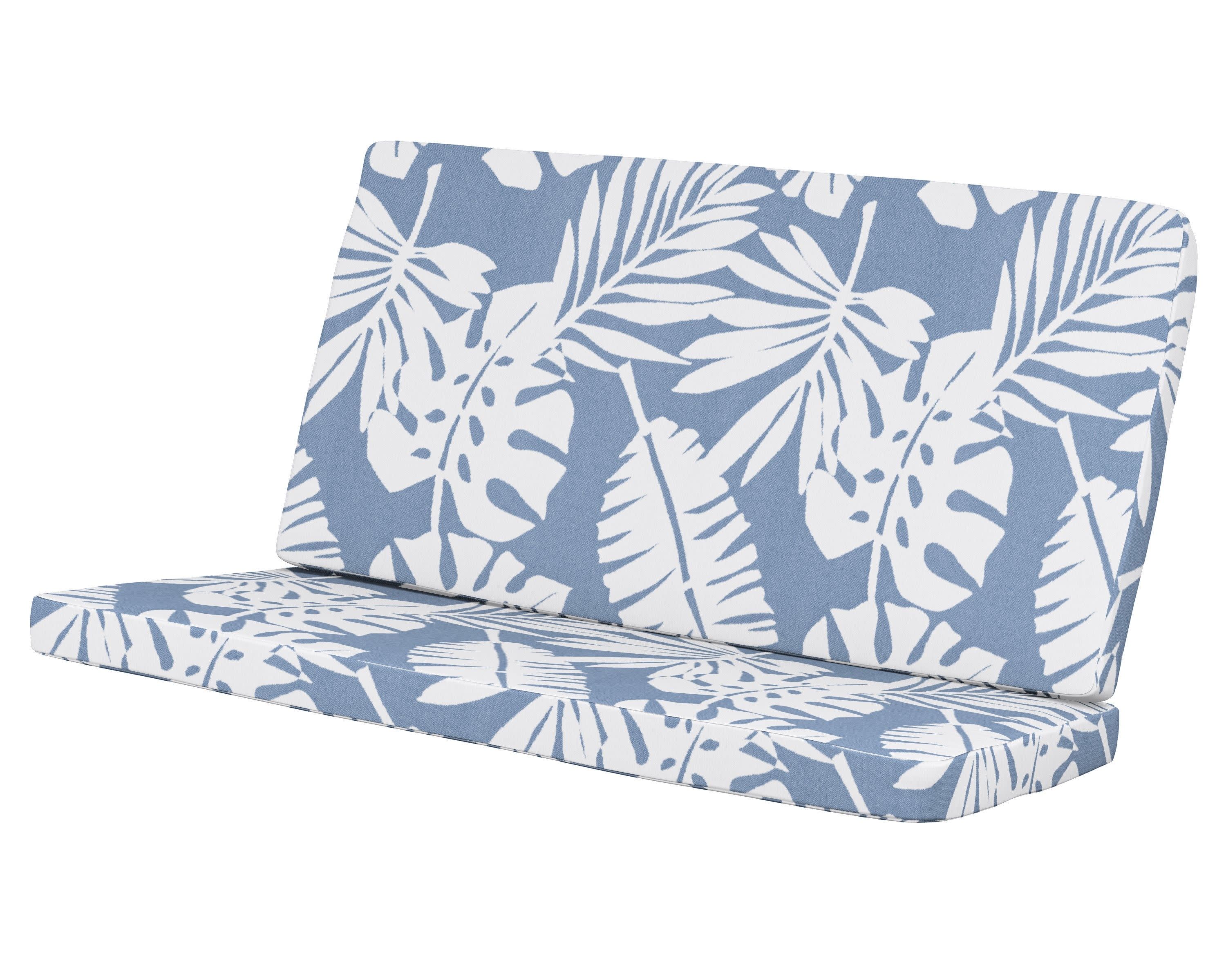 Modern Loveseat Cushion in Leaf Sky Blue