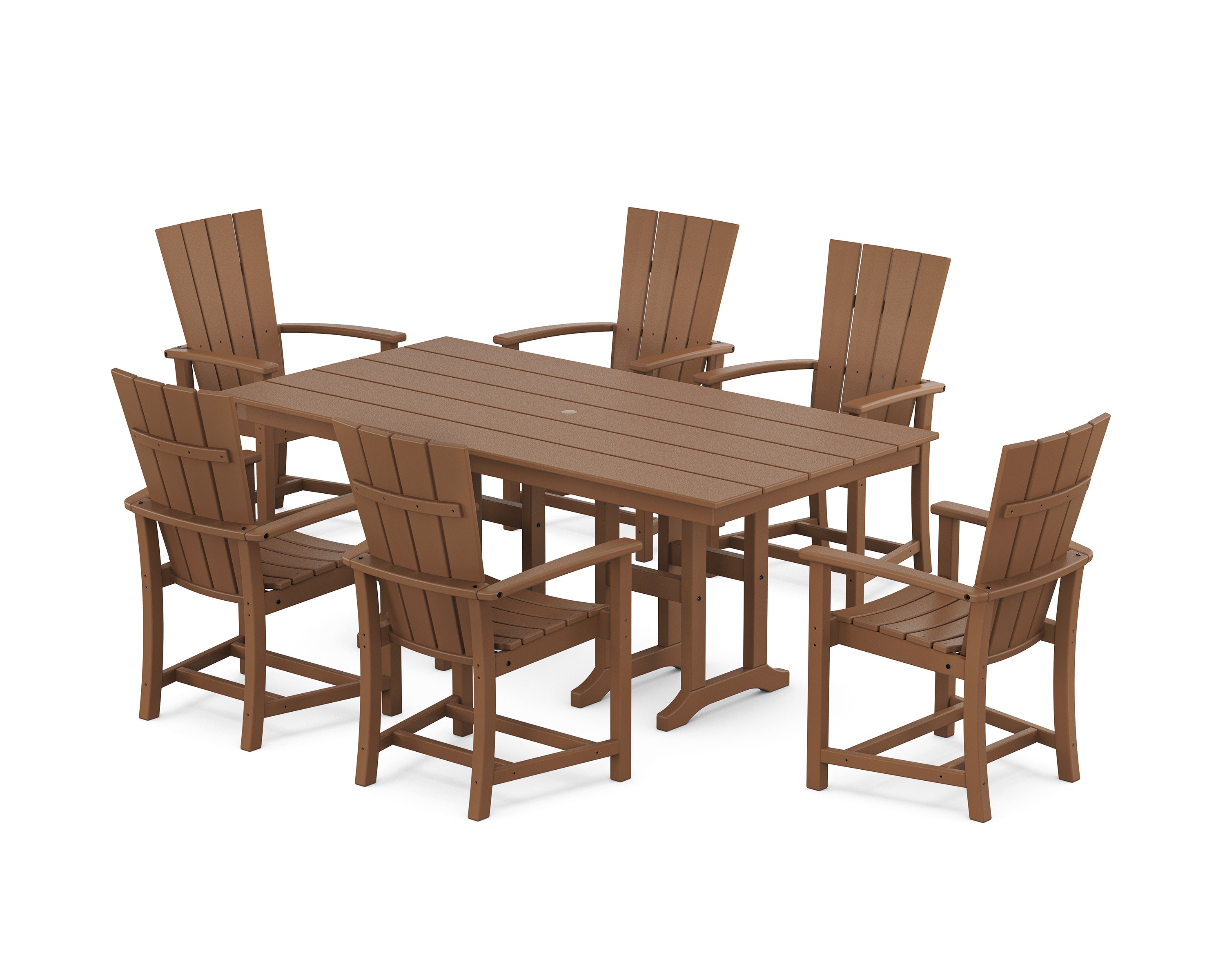 Quattro 7-Piece Farmhouse Dining Set in Teak