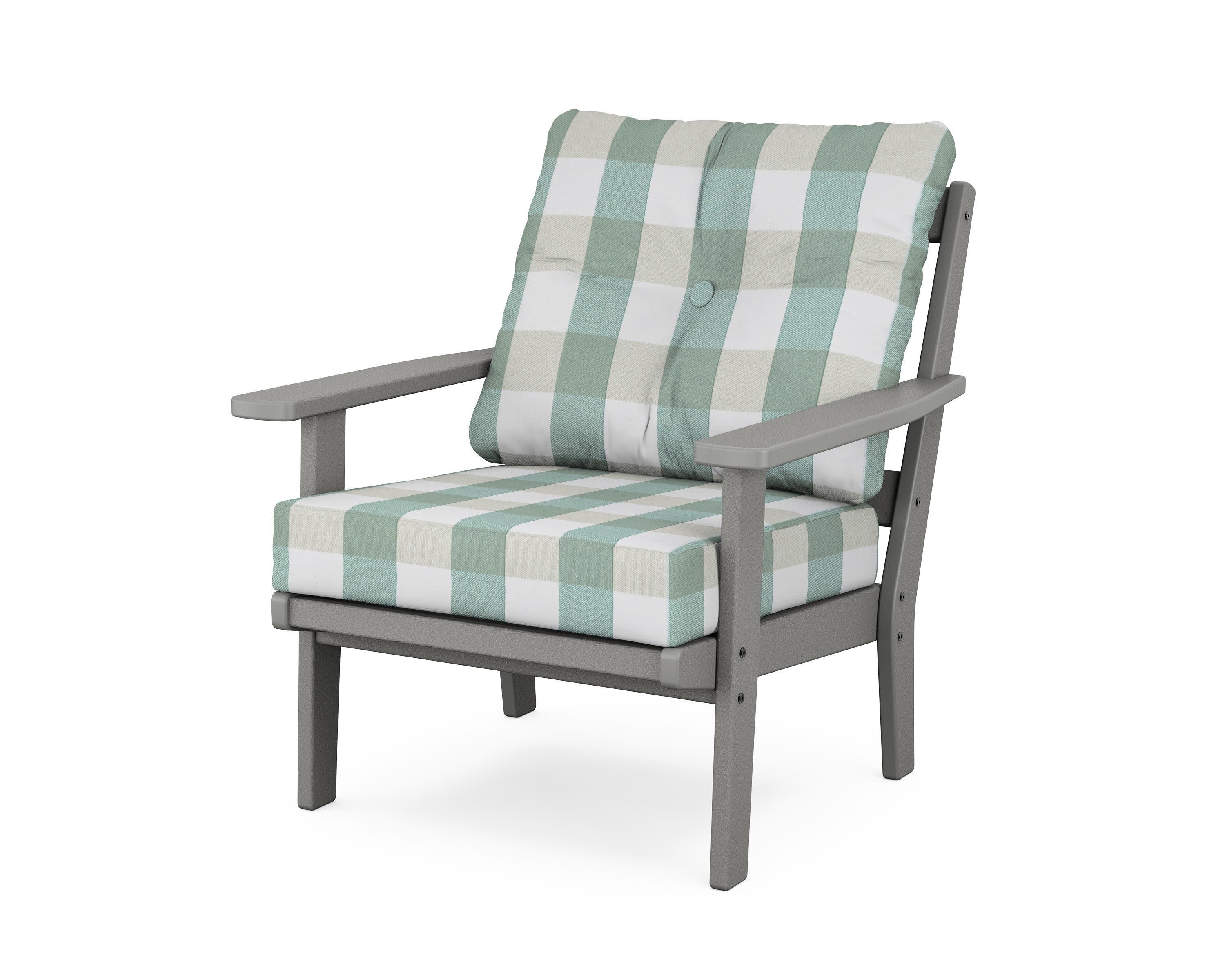 Oxford Deep Seating Chair in Slate Grey / Buffalo Plaid Glacier Spa